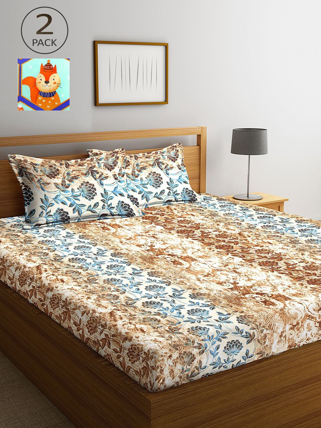 KLOTTHE Set Of 2 Beige & Brown Floral 210 TC King Bedsheet with 4 Pillow Covers
KLOTTHE Set Of 2 Beige & Brown Floral 210 TC King Bedsheet with 4 Pillow Covers