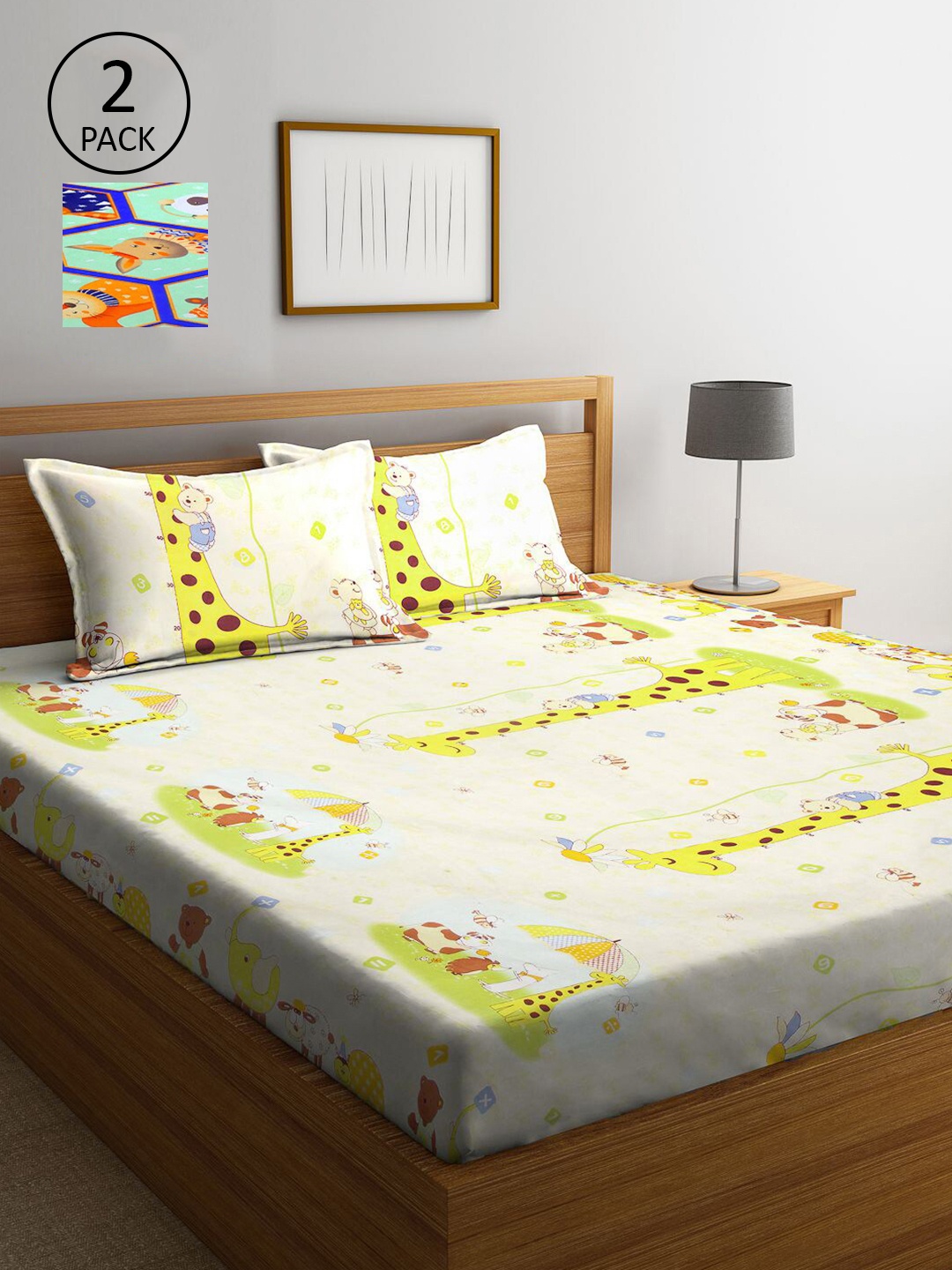 KLOTTHE Multicoloured 210 TC King Cartoon Characters 2 Bedsheet with 4 Pillow Covers, Multi
KLOTTHE Multicoloured 210 TC King Cartoon Characters 2 Bedsheet with 4 Pillow Covers, Multi