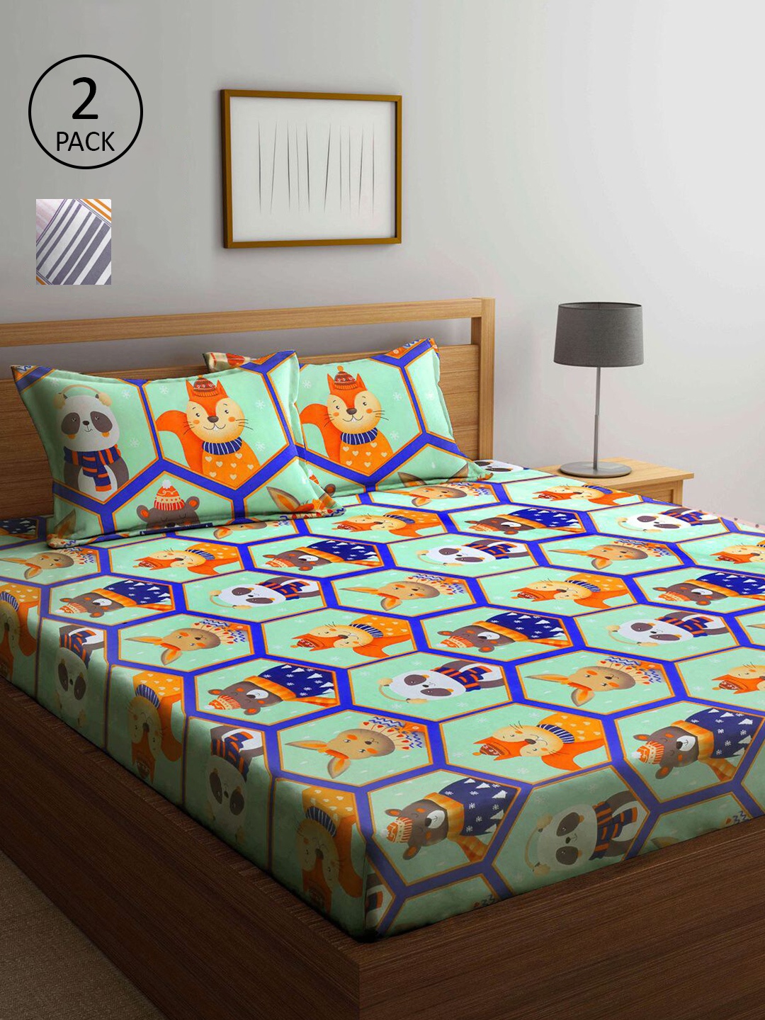 KLOTTHE Multicoloured Cartoon Characters 210 TC 2 King Bedsheet with 4 Pillow Covers, Multi
KLOTTHE Multicoloured Cartoon Characters 210 TC 2 King Bedsheet with 4 Pillow Covers, Multi