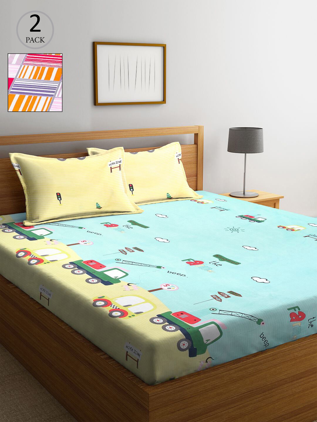 KLOTTHE Set of 2 Multicoloured Cartoon Character 300 TC King Bedsheet with 4 Pillow Covers, Multi
KLOTTHE Set of 2 Multicoloured Cartoon Character 300 TC King Bedsheet with 4 Pillow Covers, Multi
