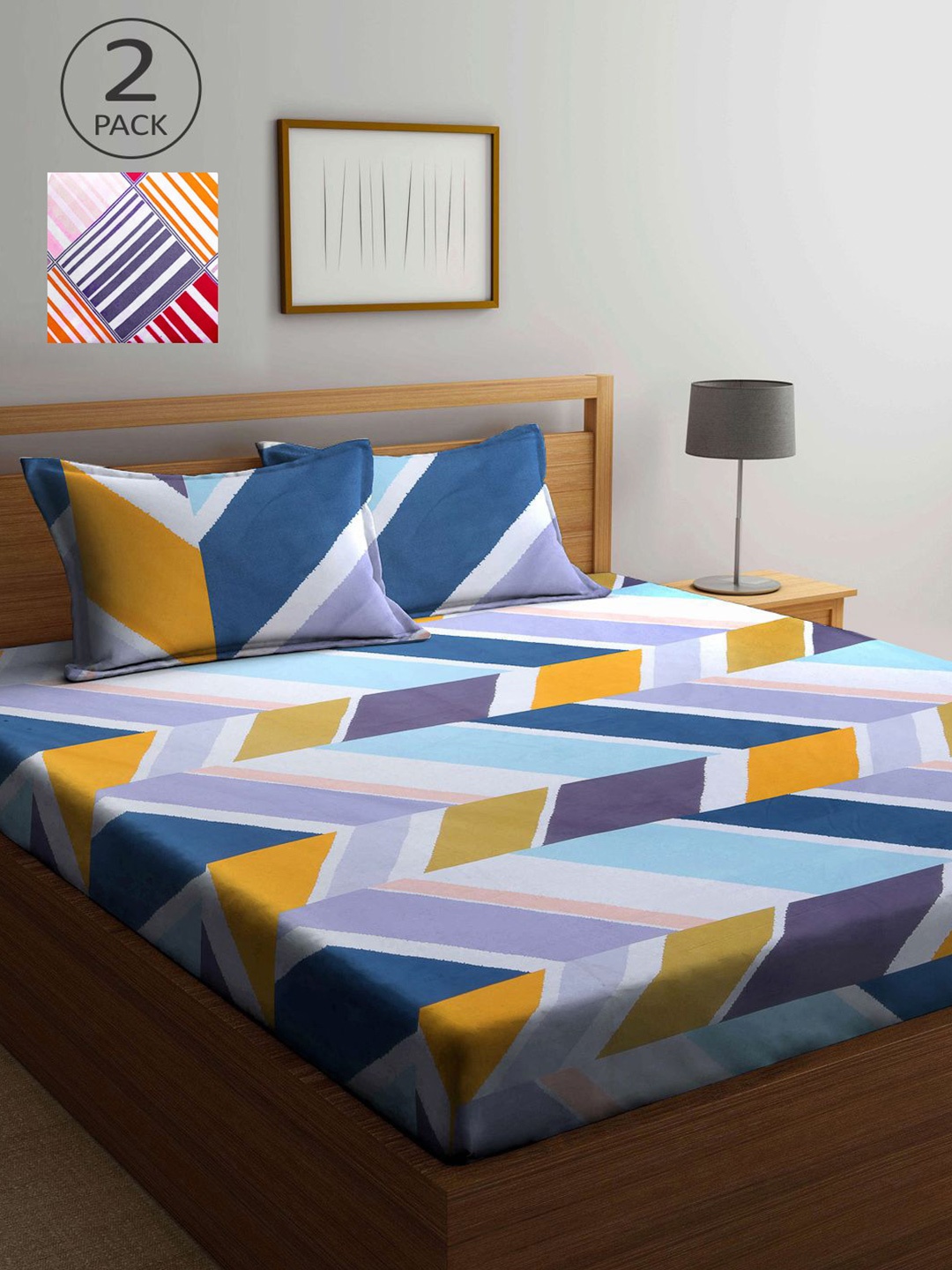 KLOTTHE Multicoloured Geometric 210 TC 2 King Bedsheet with 4 Pillow Covers, Multi
KLOTTHE Multicoloured Geometric 210 TC 2 King Bedsheet with 4 Pillow Covers, Multi