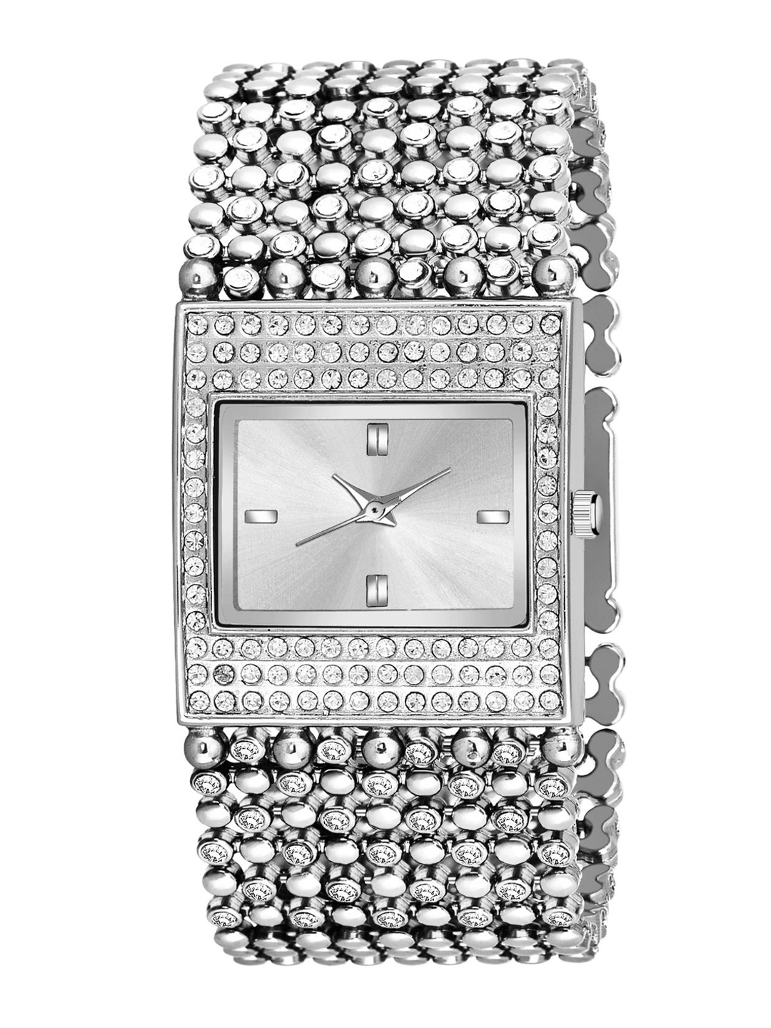 HAPPY KHAJANA Women Silver-Toned Brass Embellished Dial & Silver Toned Stainless Steel Bracelet Style Straps Watch LADIES_618-Silver
HAPPY KHAJANA Women Silver-Toned Brass Embellished Dial & Silver Toned Stainless Steel Bracelet Style Straps Watch LADIES_618-Silver