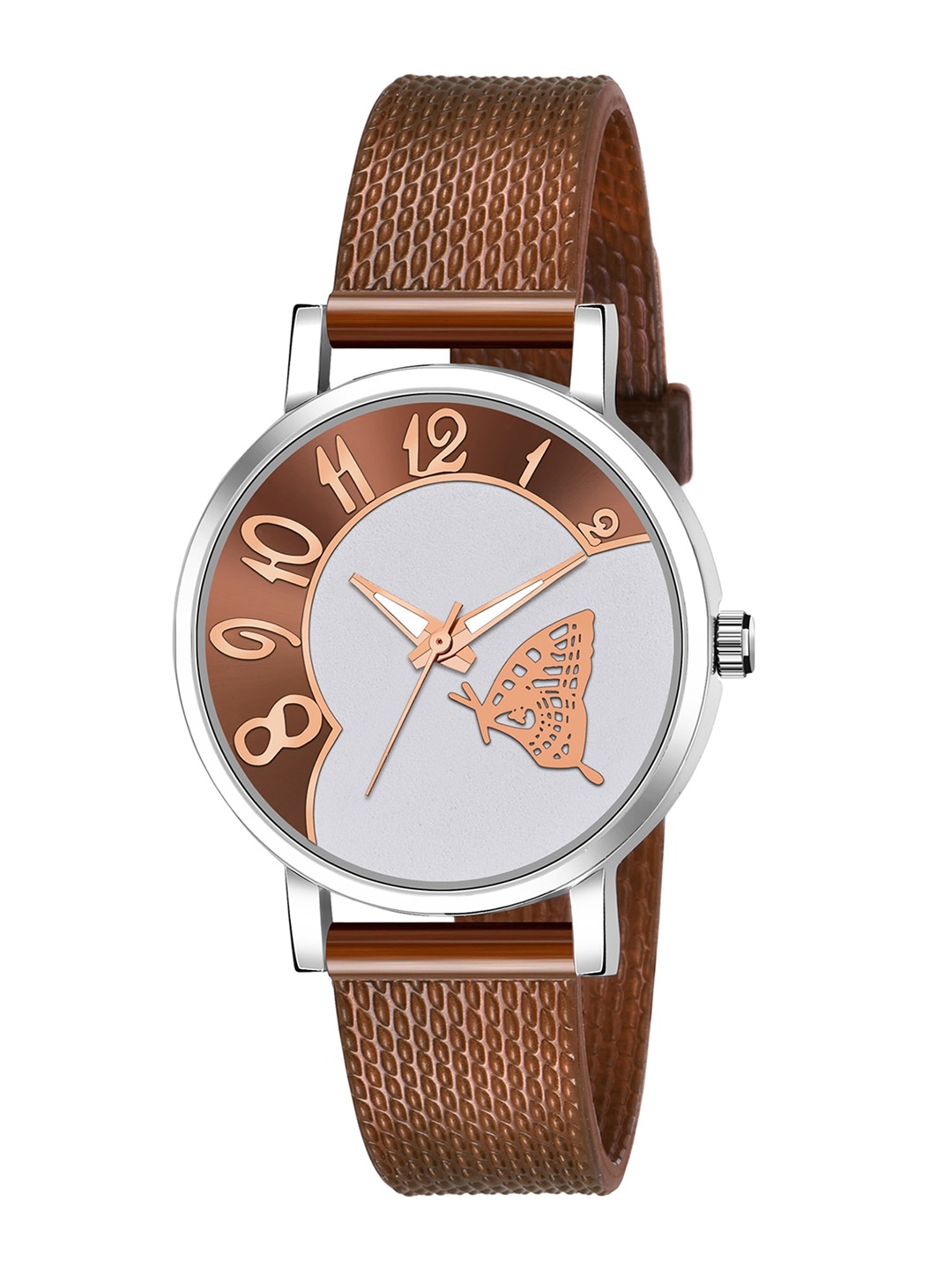 HAPPY KHAJANA Women Silver-Toned Brass Embellished Dial & Brown Textured Straps Analogue Watch WMN_3024-Brown
HAPPY KHAJANA Women Silver-Toned Brass Embellished Dial & Brown Textured Straps Analogue Watch WMN_3024-Brown