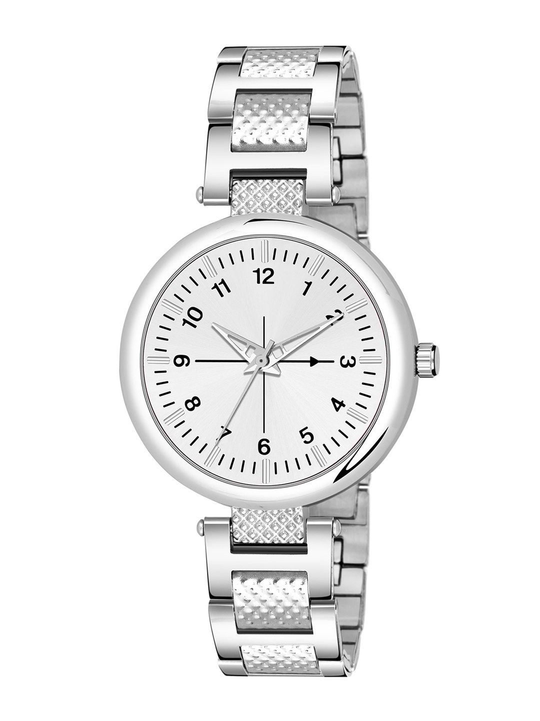 HAPPY KHAJANA Women Silver-Toned Brass Dial & Silver Toned Stainless Steel Straps Analogue Watch
HAPPY KHAJANA Women Silver-Toned Brass Dial & Silver Toned Stainless Steel Straps Analogue Watch
