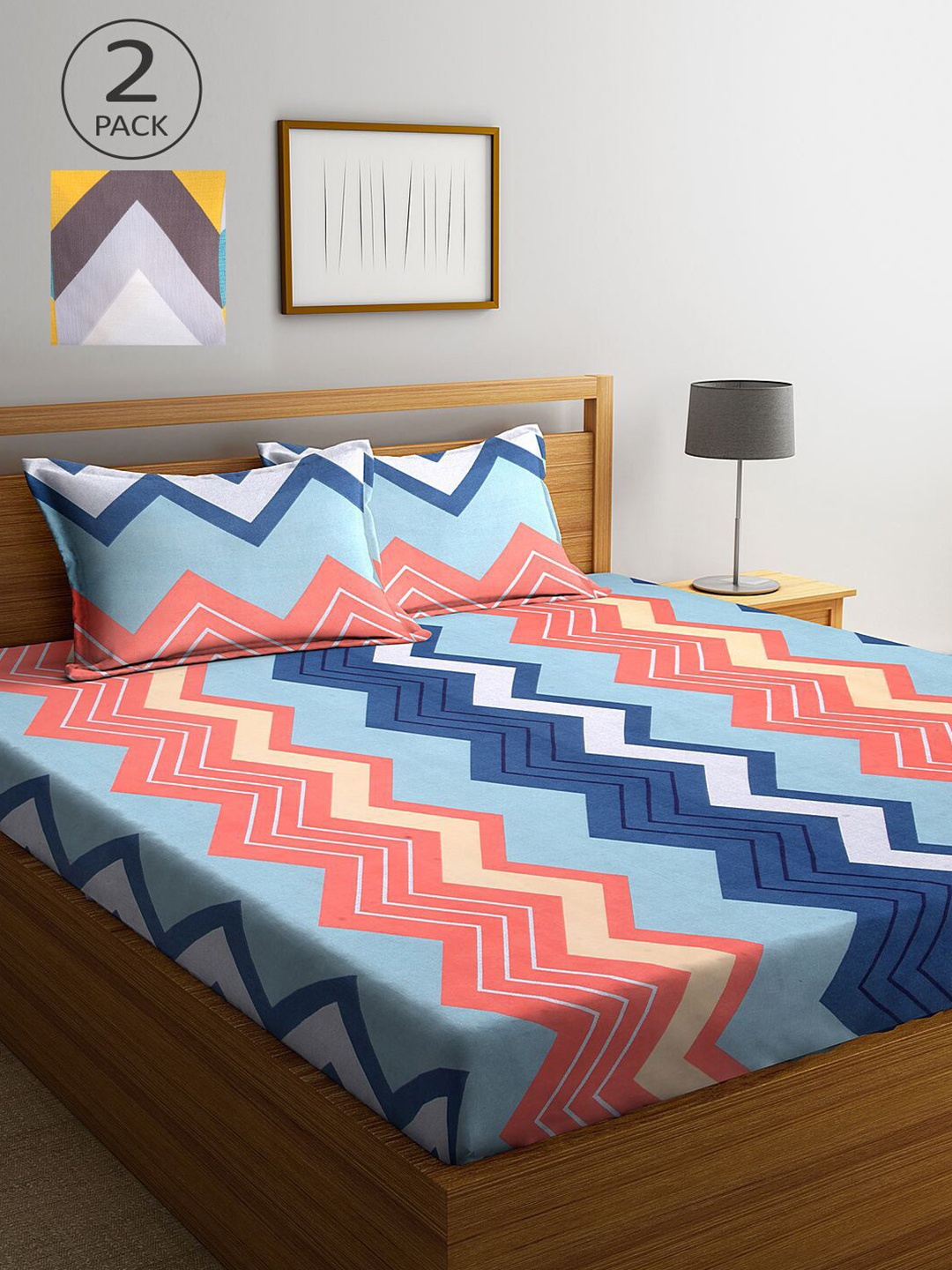 KLOTTHE Multicoloured Geometric 210 TC Set Of 2 King Bedsheet with 4 Pillow Covers, Multi
KLOTTHE Multicoloured Geometric 210 TC Set Of 2 King Bedsheet with 4 Pillow Covers, Multi