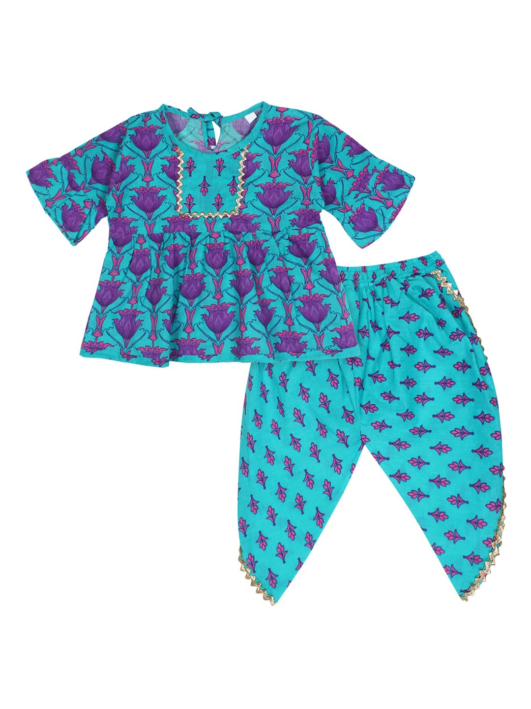 Superminis Girls Turquoise Blue Floral Printed Gotta Patti Pure Cotton Kurti with Salwar
Superminis Girls Turquoise Blue Floral Printed Gotta Patti Pure Cotton Kurti with Salwar