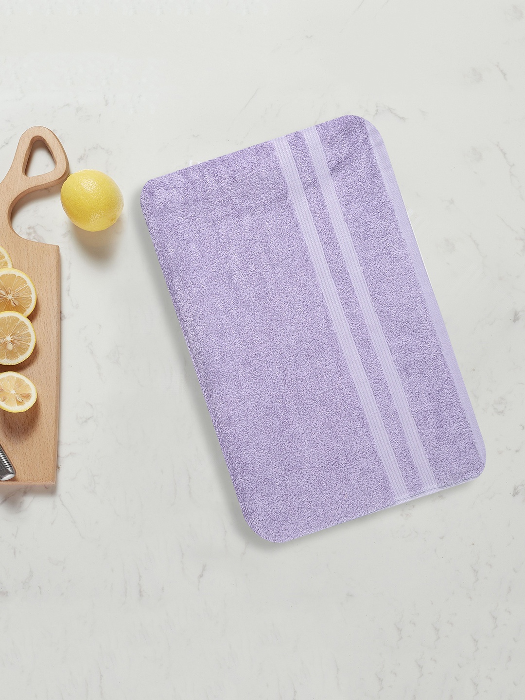 LUSH & BEYOND Set of 2 Purple 500 GSM Pure Cotton Bath Towels