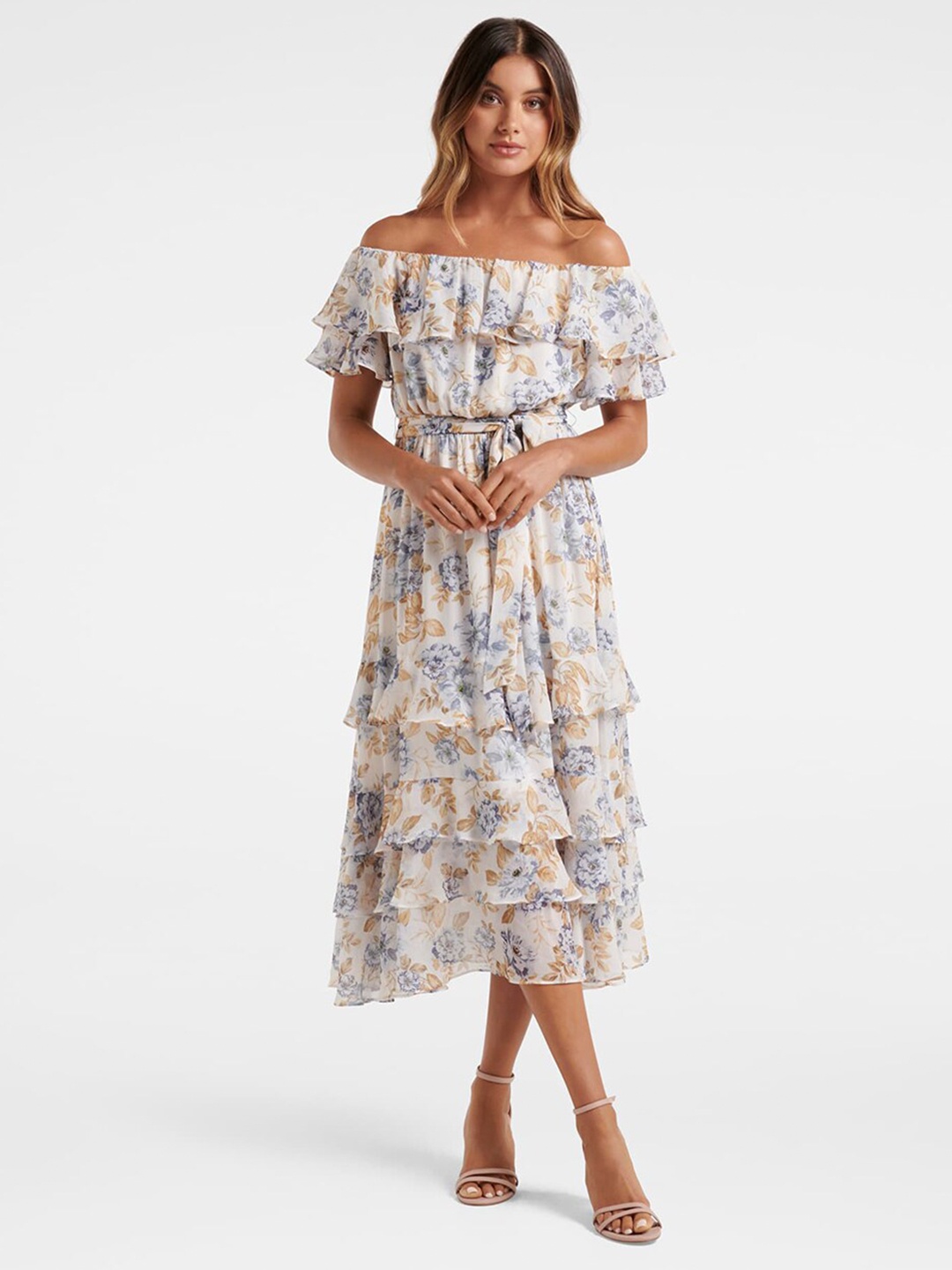 Forever New Women Multicoloured Floral Printed Off-Shoulder Knee Length Fit & Flare Dress, Multi
Forever New Women Multicoloured Floral Printed Off-Shoulder Knee Length Fit & Flare Dress, Multi