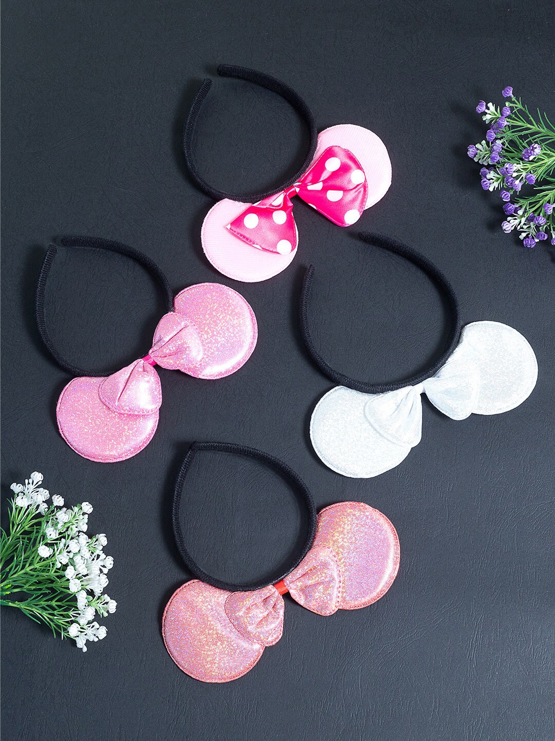 Golden Peacock Girls Pink & White Set of 4 Embellished Micky Mouse Ears & Bow Hairband
Golden Peacock Girls Pink & White Set of 4 Embellished Micky Mouse Ears & Bow Hairband