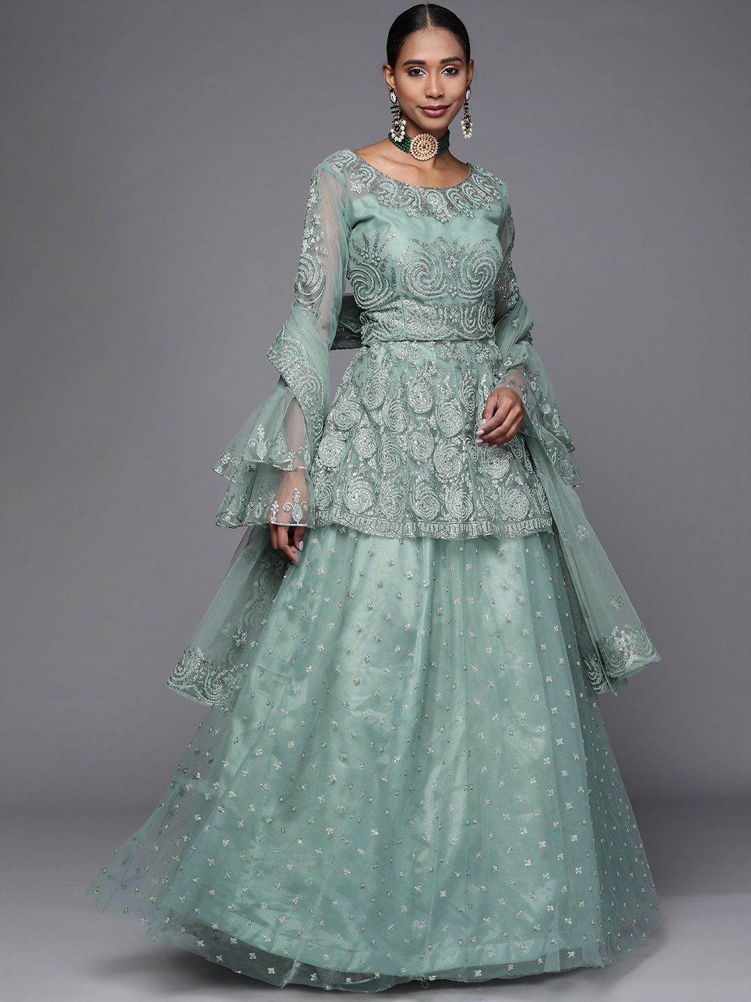 Chhabra 555 Sea Green Embellished Beads and Stones Made to Measure Lehenga & Blouse With Dupatta
Chhabra 555 Sea Green Embellished Beads and Stones Made to Measure Lehenga & Blouse With Dupatta