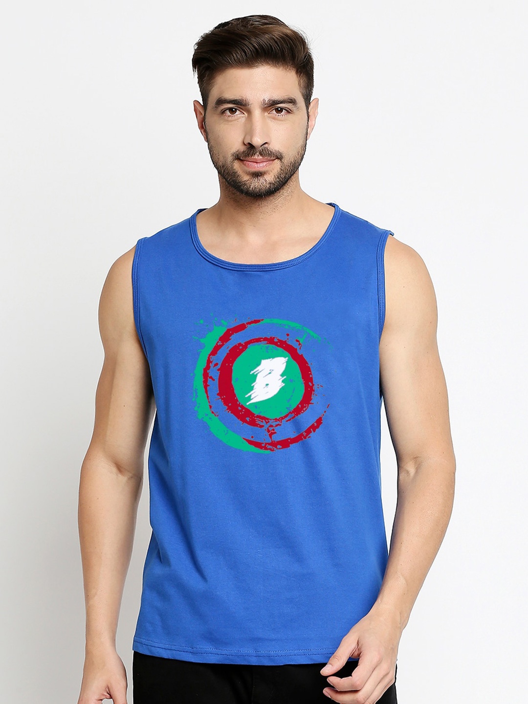 Blacksmith Men Blue Typography Printed Training or Gym Cotton T-shirt