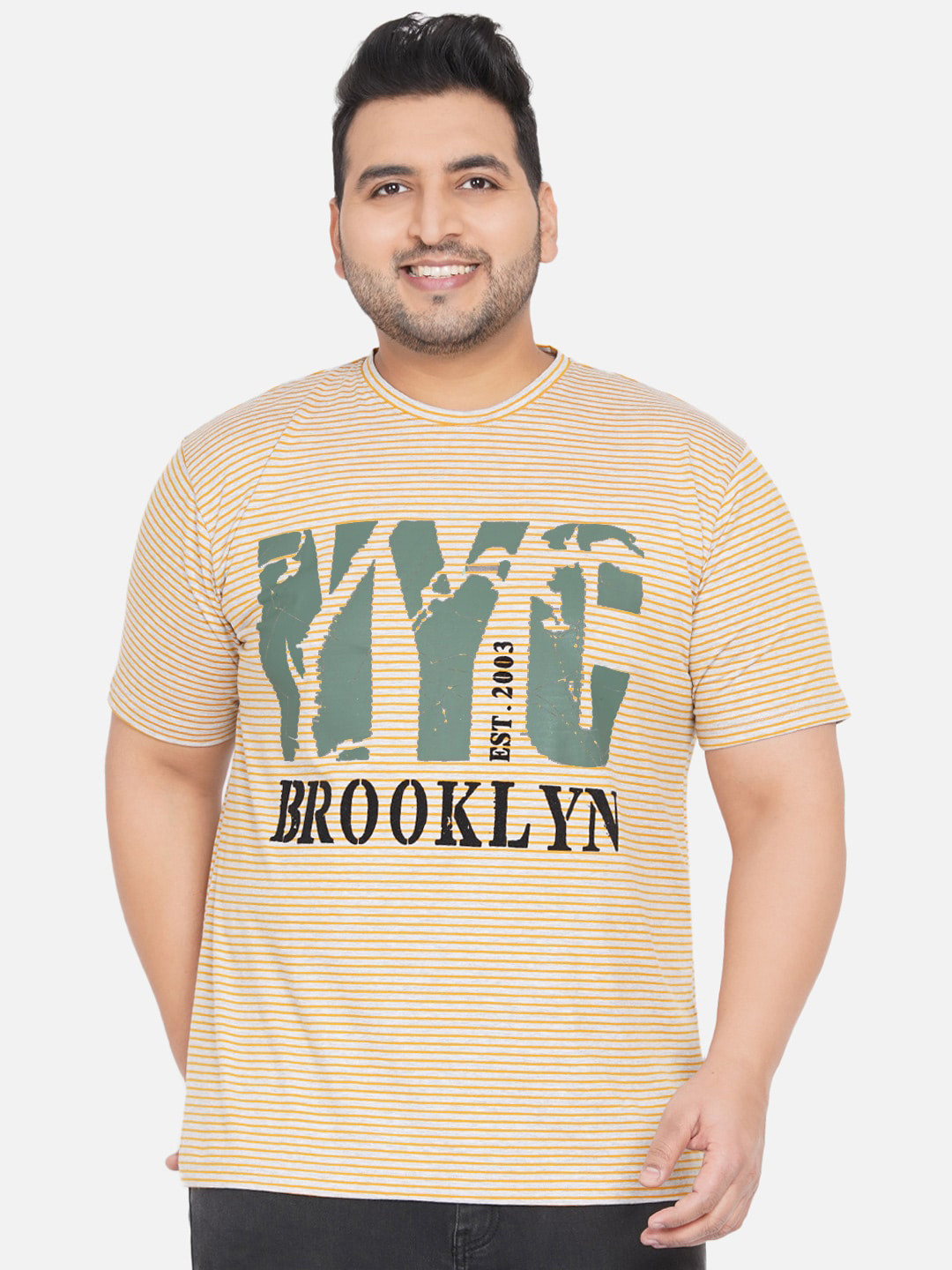 John Pride Men Plus Size Mustard Yellow & Olive Green Printed Bio Finish T-shirt
John Pride Men Plus Size Mustard Yellow & Olive Green Printed Bio Finish T-shirt