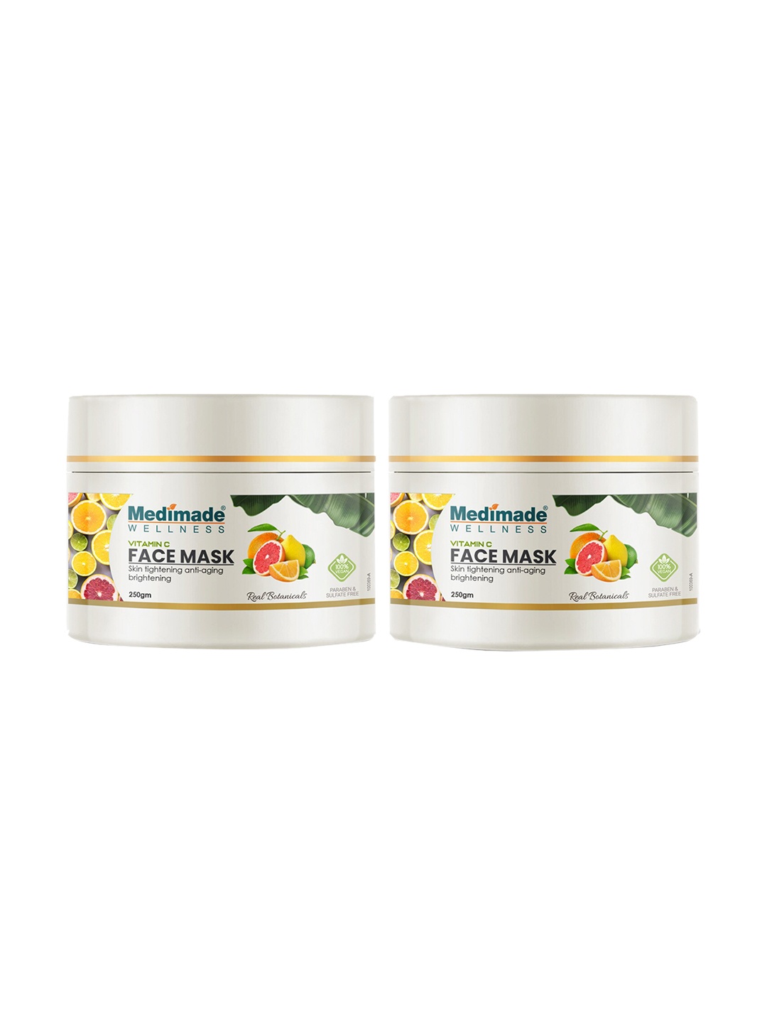 Medimade Wellness Set of 2 Real Botanicals Brightening Vitamin C Face Mask - 250 g Each, White
Medimade Wellness Set of 2 Real Botanicals Brightening Vitamin C Face Mask - 250 g Each, White