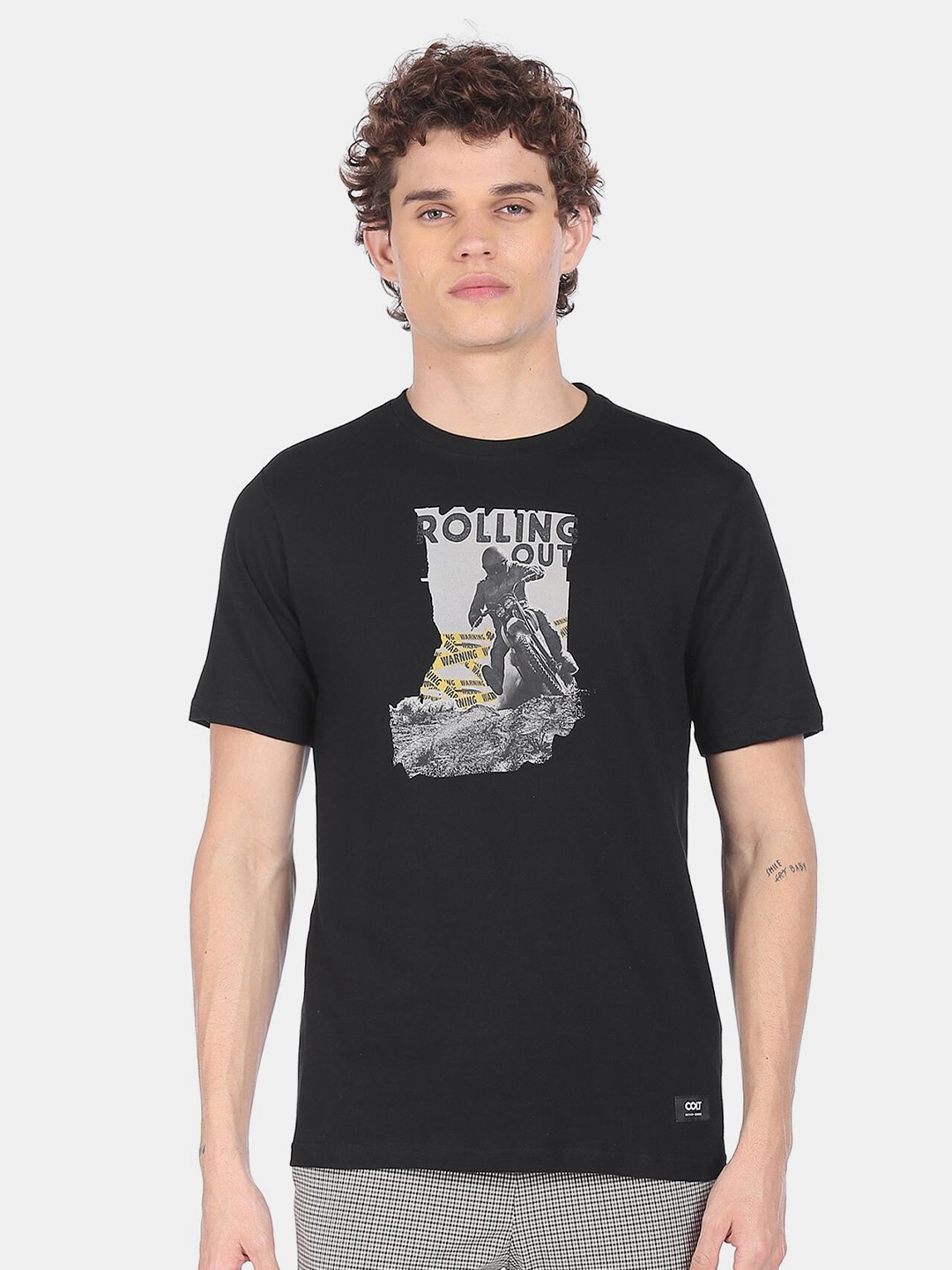 Colt Men Black Printed Cotton T-shirt