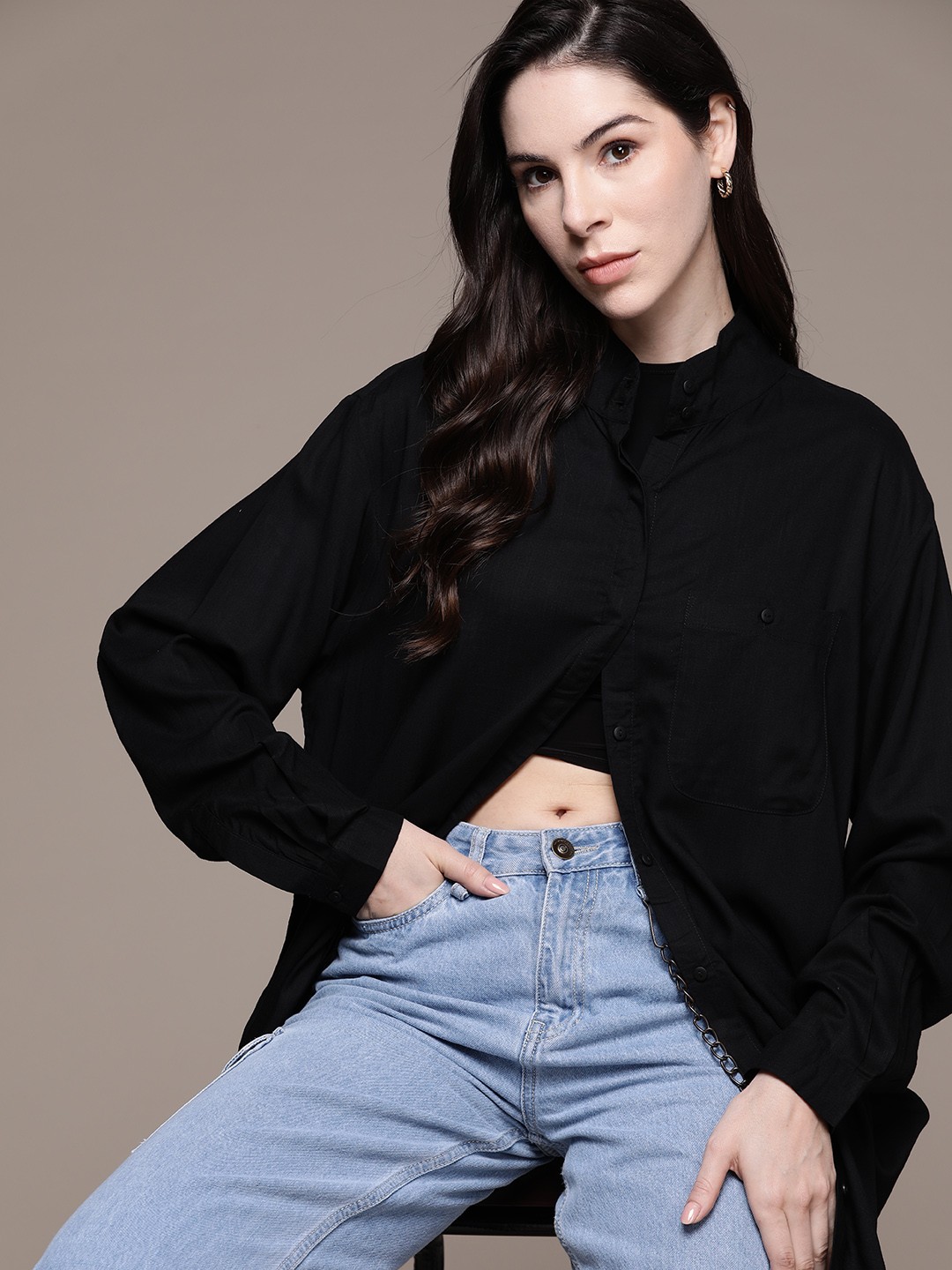 The Roadster Lifestyle Co. Solid Drop-Shoulder Sleeves Oversized Longline Casual Shirt, Black
The Roadster Lifestyle Co. Solid Drop-Shoulder Sleeves Oversized Longline Casual Shirt, Black