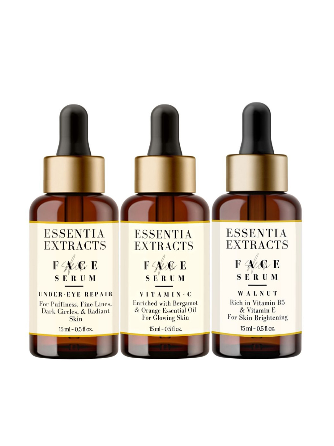 ESSENTIA EXTRACTS Set of Walnut-Under Eye Repair & Vitamin C Face Serum - 15 ml Each, Off white
ESSENTIA EXTRACTS Set of Walnut-Under Eye Repair & Vitamin C Face Serum - 15 ml Each, Off white