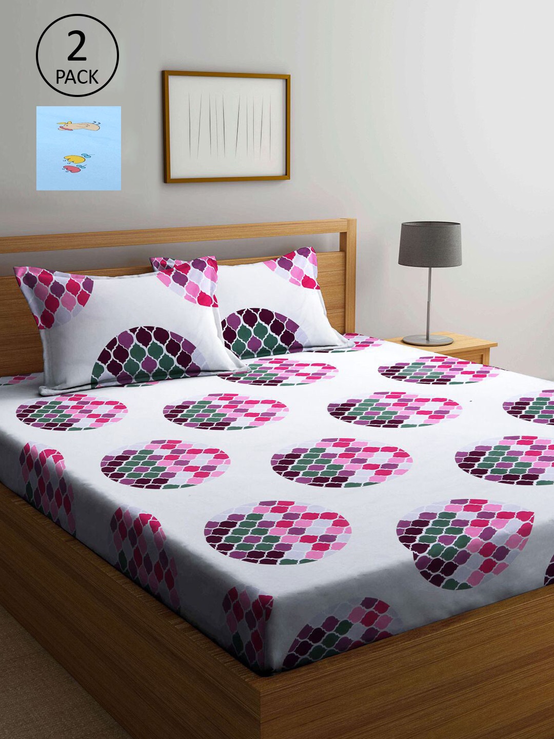 KLOTTHE Pack Of 2 Blue & White 210 TC Geometric Double Bedsheet With 4 Pillow Covers
KLOTTHE Pack Of 2 Blue & White 210 TC Geometric Double Bedsheet With 4 Pillow Covers