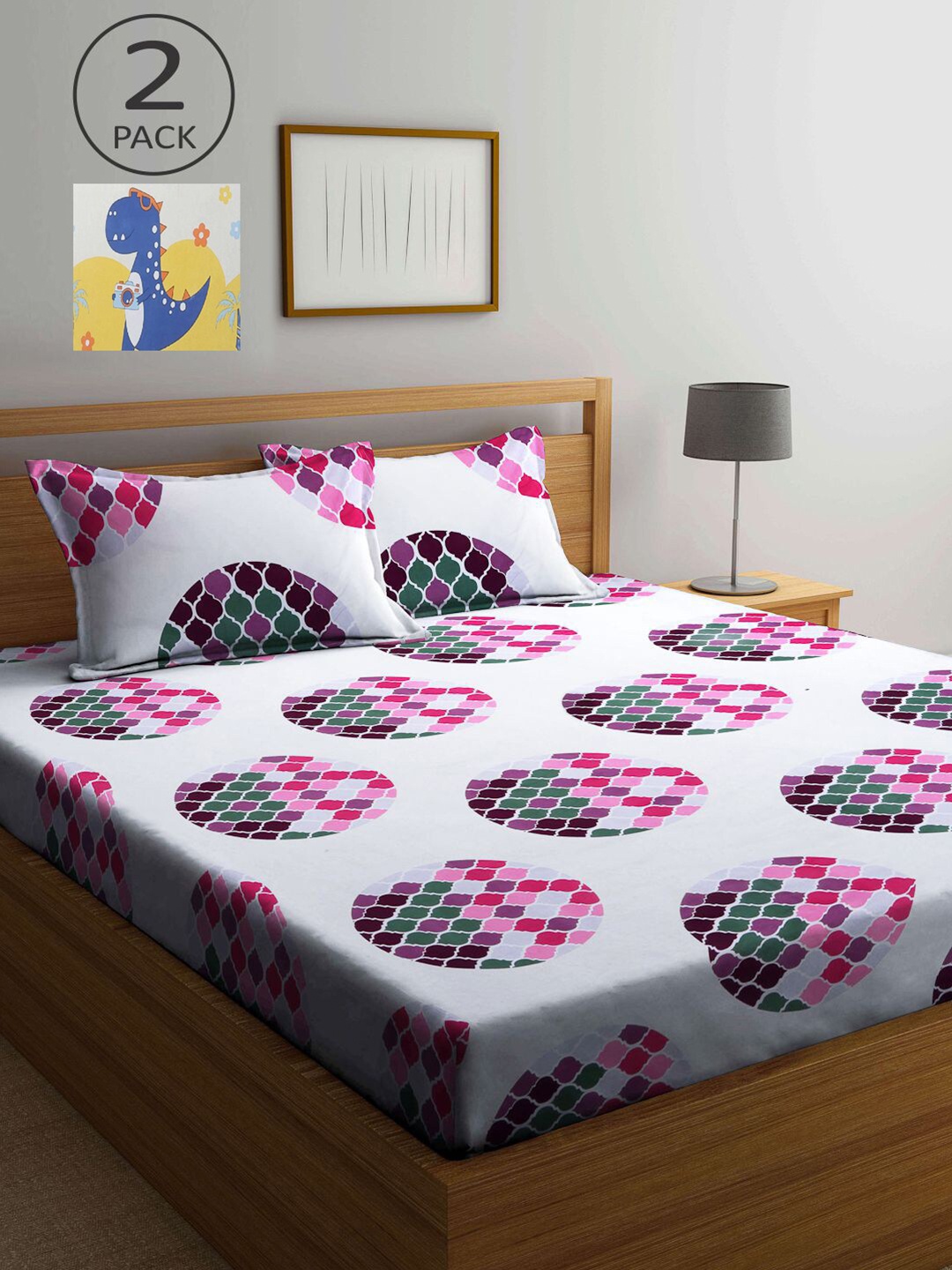 Klotthe Set of 2 Geometric 210 TC Cotton Blend Double Bed Sheets with 4 Pillow Covers, Multi
Klotthe Set of 2 Geometric 210 TC Cotton Blend Double Bed Sheets with 4 Pillow Covers, Multi
