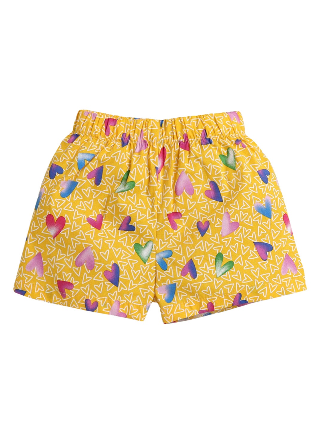 Hopscotch Girls Yellow & White Printed Shorts
