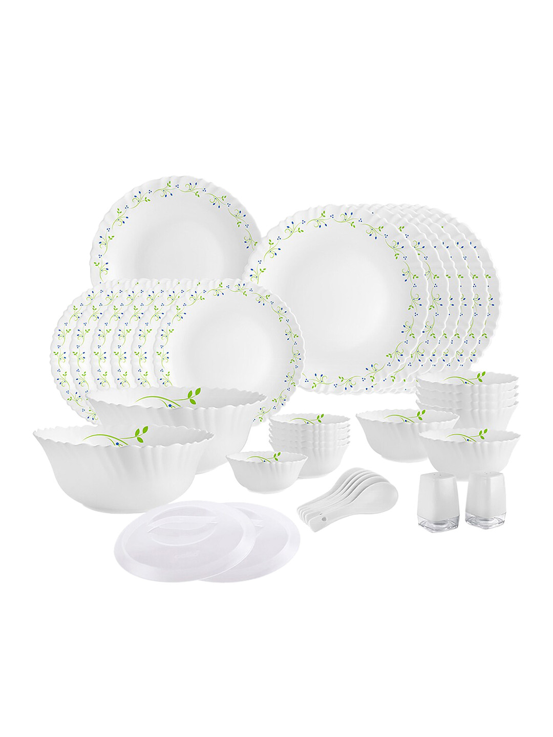 Cello White & Green 37 Pieces Floral Dazzle Tropical Lagoon Opalware Glossy Dinner Set
Cello White & Green 37 Pieces Floral Dazzle Tropical Lagoon Opalware Glossy Dinner Set