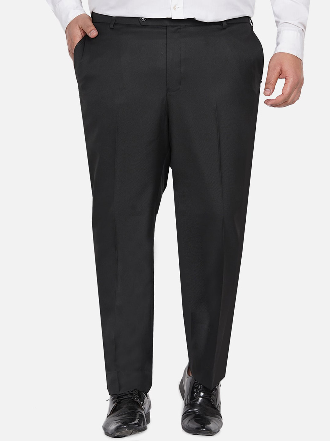 John Pride Men Plus Size Formal Trousers, Black 
John Pride Men Plus Size Formal Trousers, Black