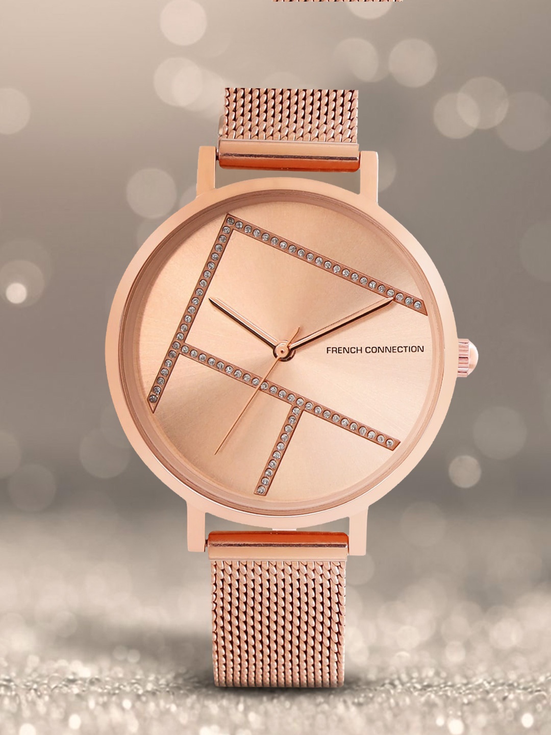 French Connection Women Rose Gold-Toned Embellished Dial & Rose Gold Toned Style Watch
French Connection Women Rose Gold-Toned Embellished Dial & Rose Gold Toned Style Watch