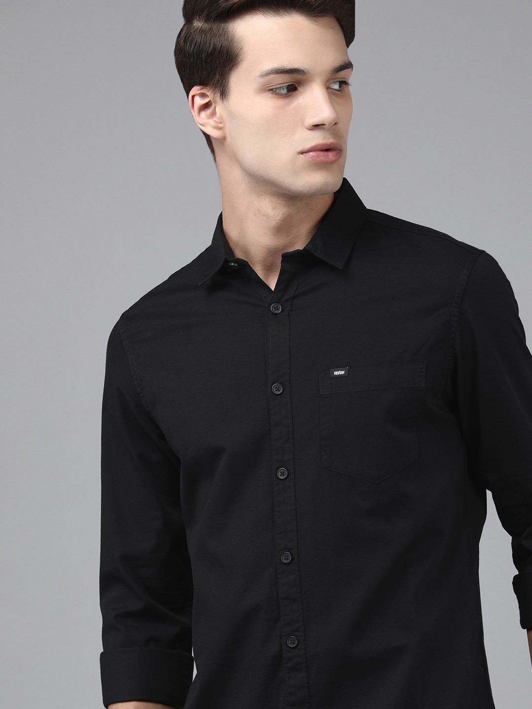 SPYKAR Men Black Slim Fit Casual Shirt 
SPYKAR Men Black Slim Fit Casual Shirt