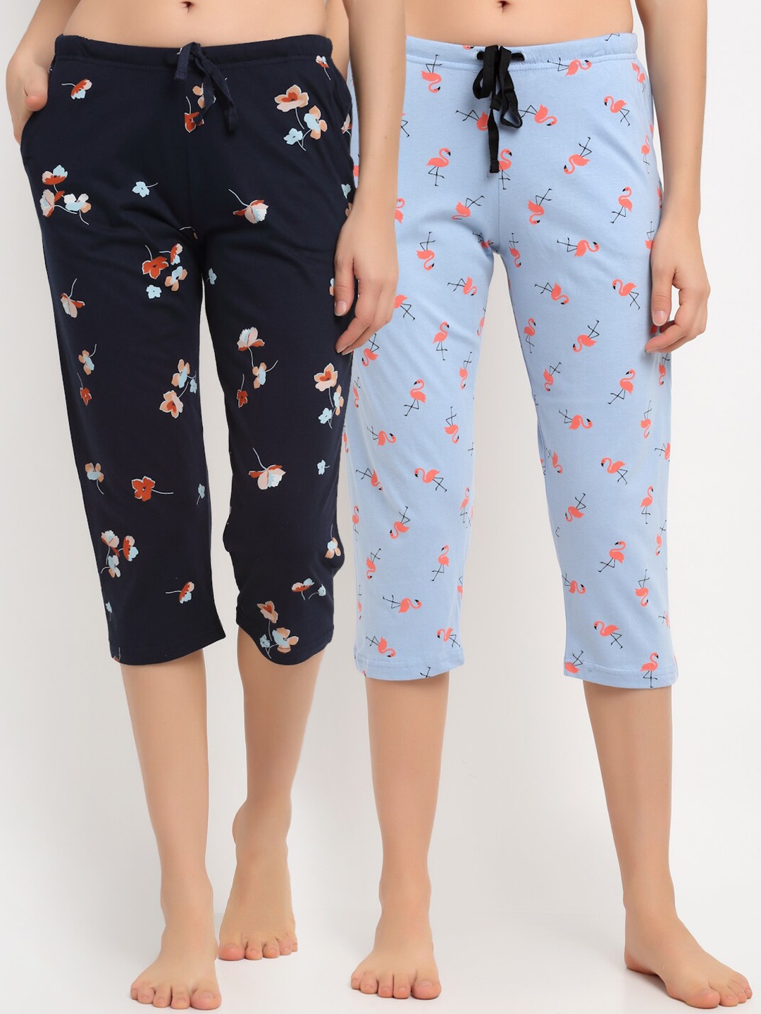 Kanvin Women Pack Of 2 Navy Blue & Blue Printed Cotton Three-Fourth Length Lounge Pants
Kanvin Women Pack Of 2 Navy Blue & Blue Printed Cotton Three-Fourth Length Lounge Pants