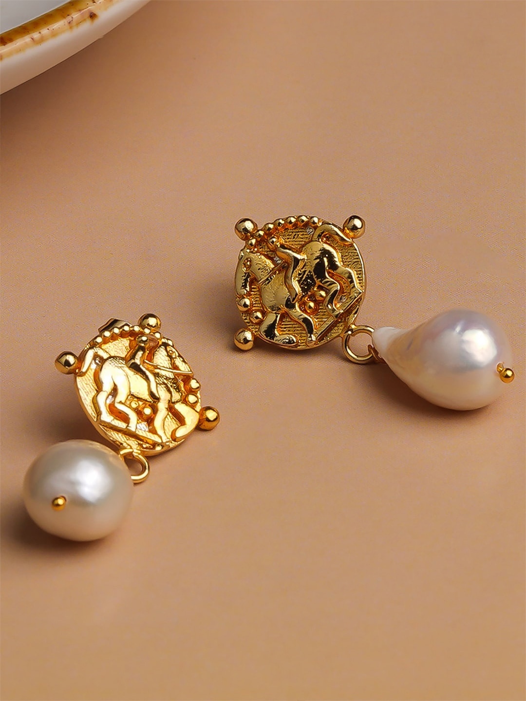 Queen Be Gold-Toned & Plated Contemporary Beaded Studs Earrings