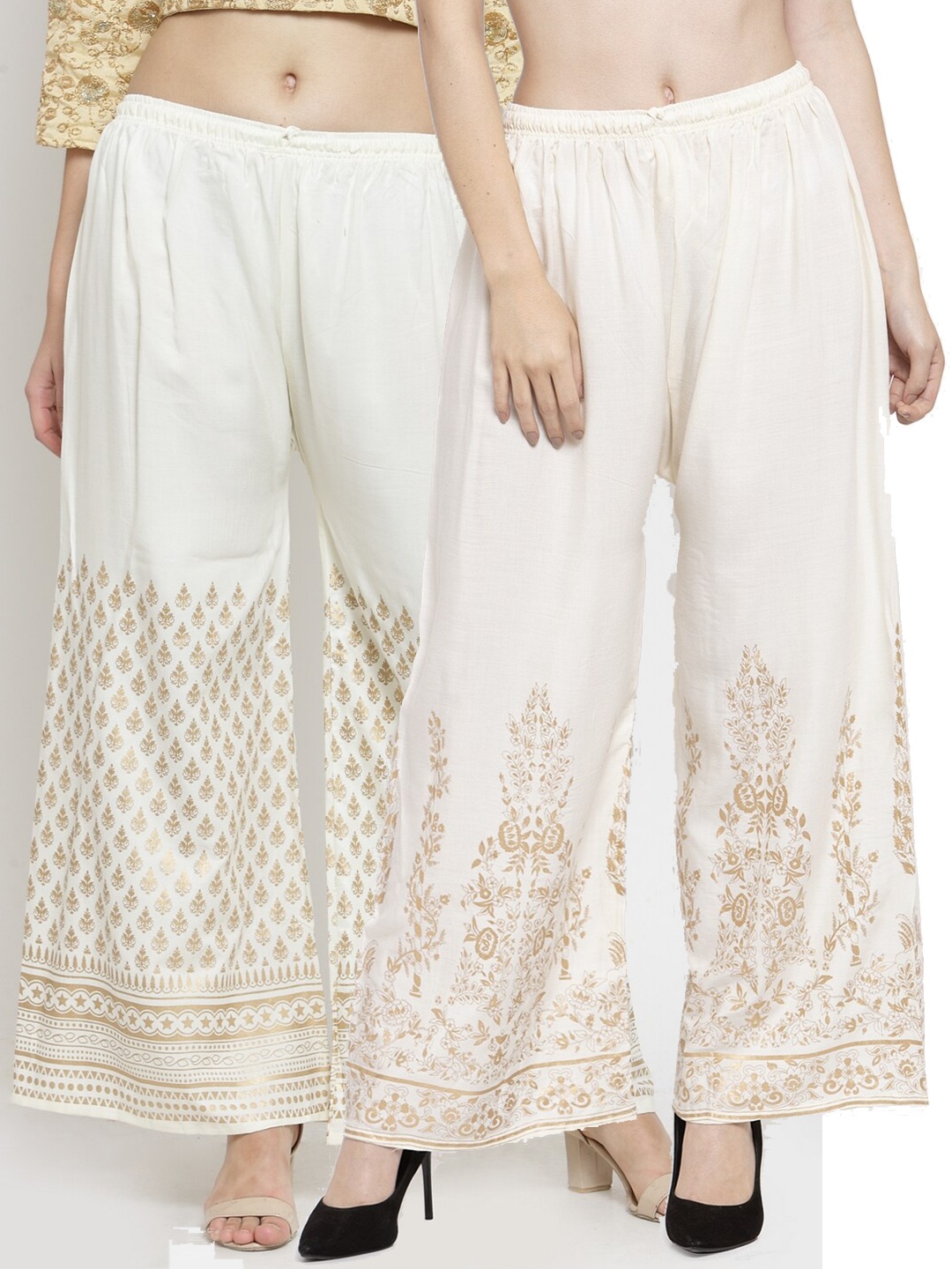 Clora Creation Women Cream-Coloured & Gold-Toned Pack Of 2 Floral Printed Palazzos
Clora Creation Women Cream-Coloured & Gold-Toned Pack Of 2 Floral Printed Palazzos