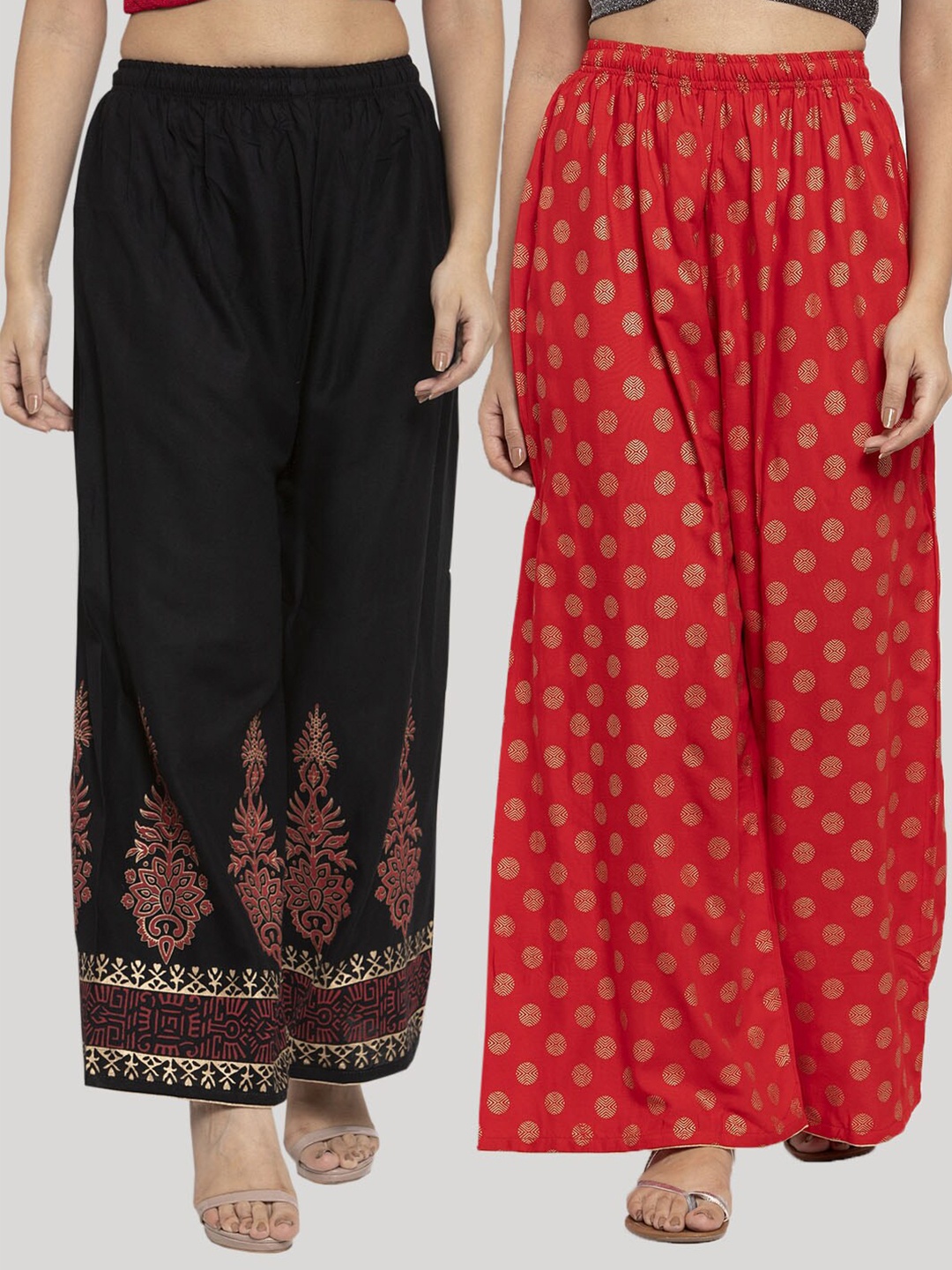 Clora Creation Women Pack of 2 Multicoloured Ethnic Motifs Printed Knitted Ethnic Palazzos, Multi
Clora Creation Women Pack of 2 Multicoloured Ethnic Motifs Printed Knitted Ethnic Palazzos, Multi