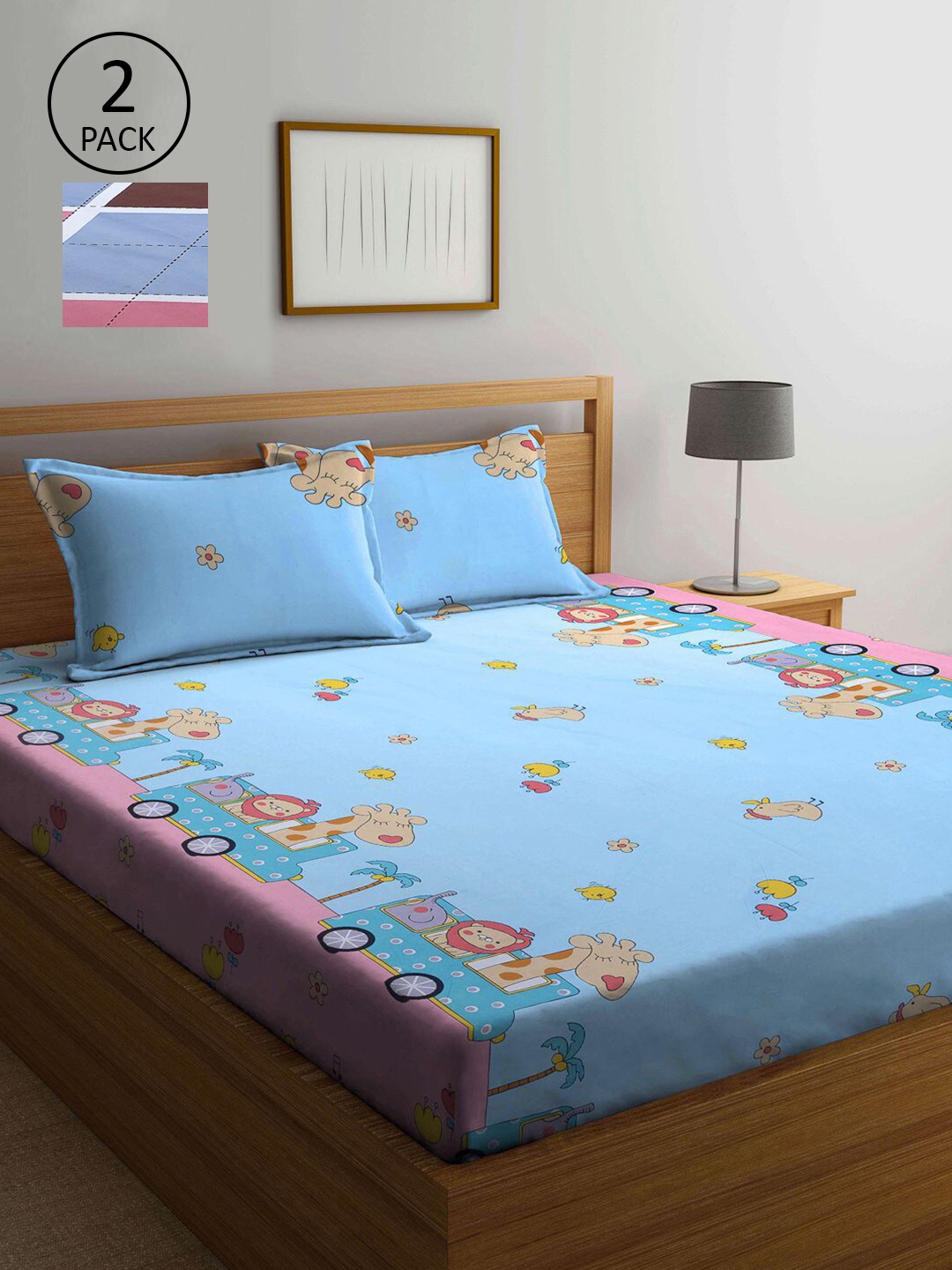 KLOTTHE Blue & Brown Cartoon Characters 210 TC Set Of 2 King Bedsheet with 4 Pillow Covers
KLOTTHE Blue & Brown Cartoon Characters 210 TC Set Of 2 King Bedsheet with 4 Pillow Covers