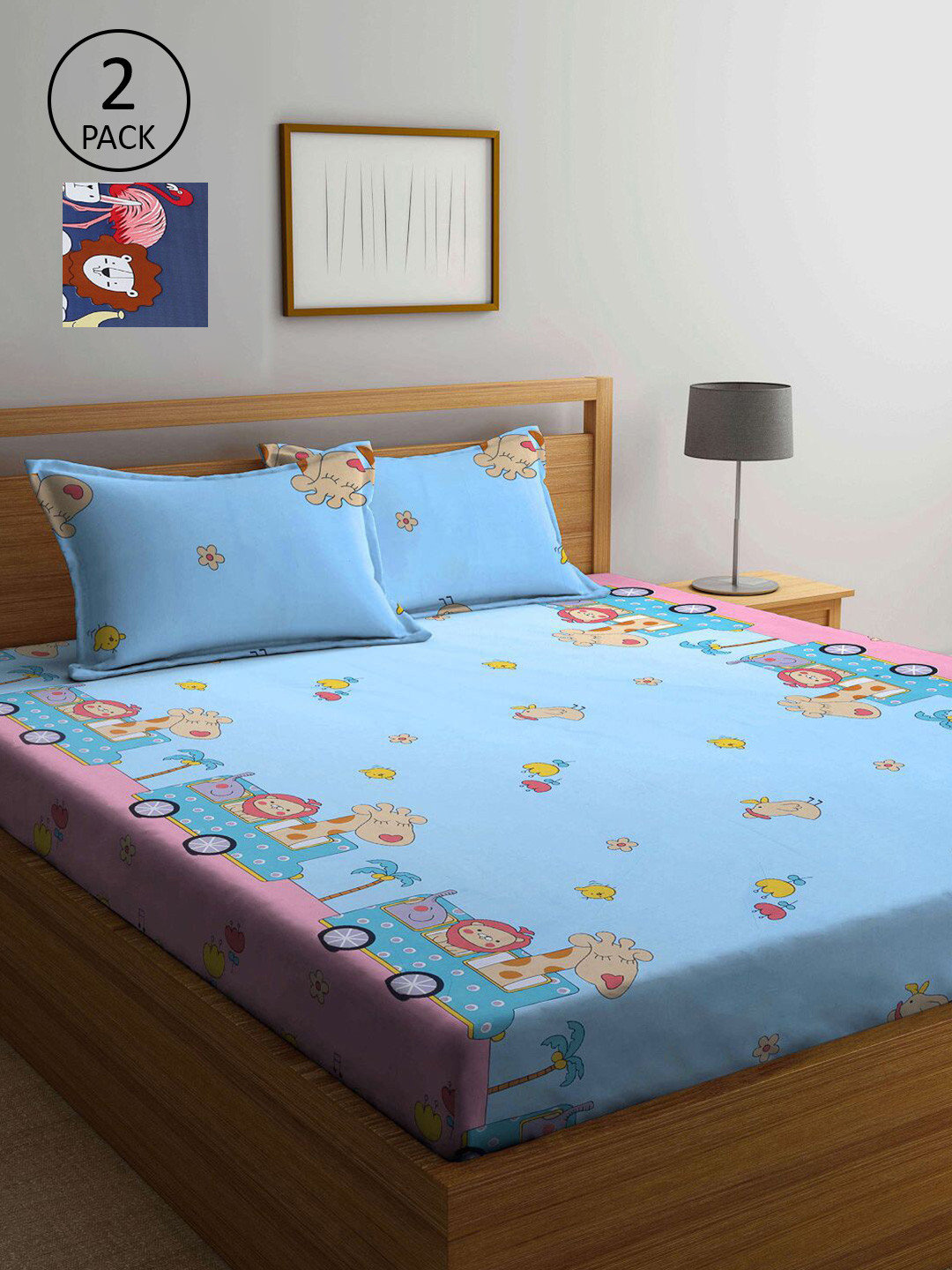 KLOTTHE Multicoloured Cartoon Characters 210 TC 2 King Bedsheet with 4 Pillow Covers, Multi
KLOTTHE Multicoloured Cartoon Characters 210 TC 2 King Bedsheet with 4 Pillow Covers, Multi