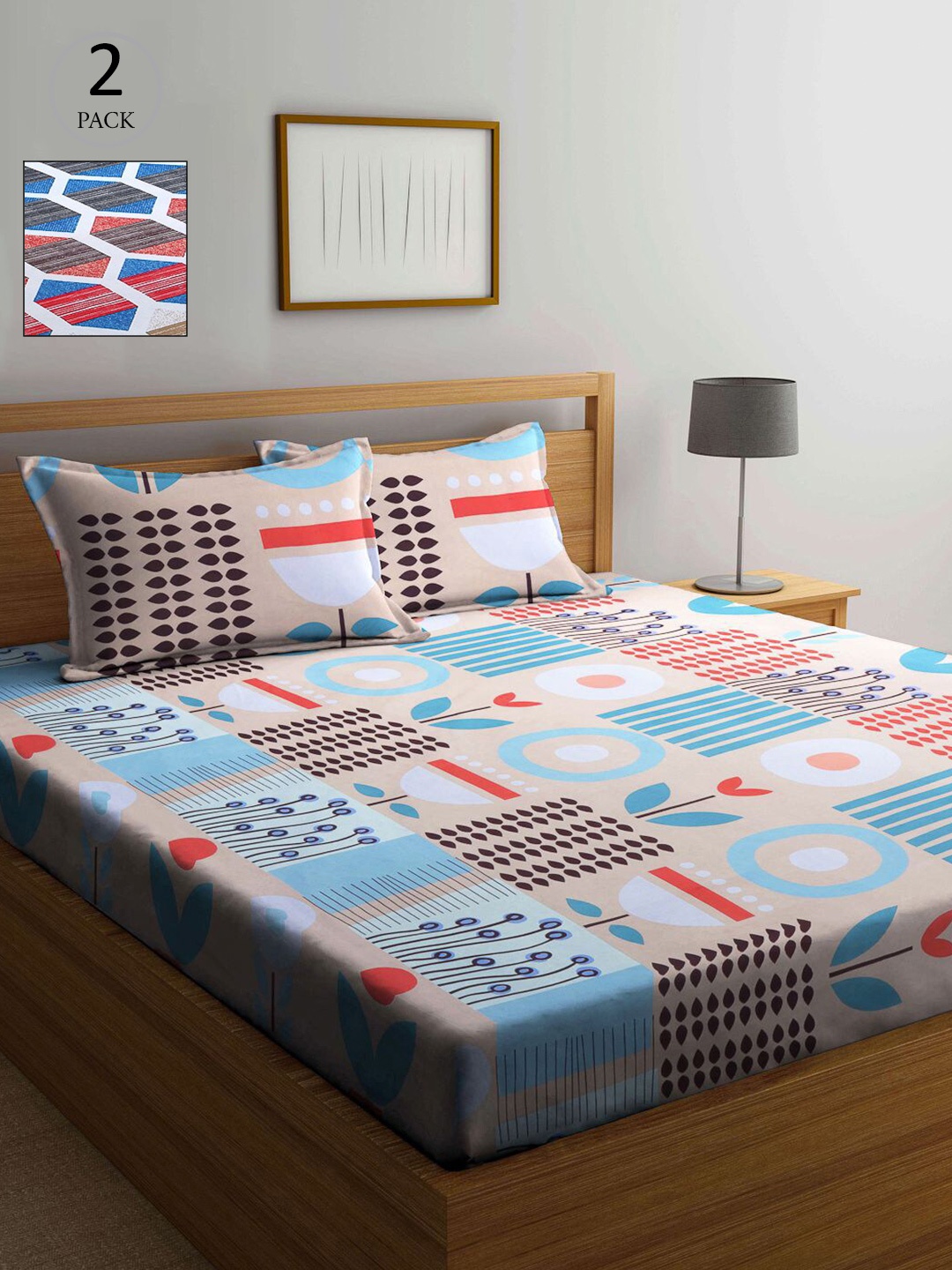 KLOTTHE Multicoloured Geometric 210 TC 2 King Bedsheet with 4 Pillow Covers, Multi
KLOTTHE Multicoloured Geometric 210 TC 2 King Bedsheet with 4 Pillow Covers, Multi