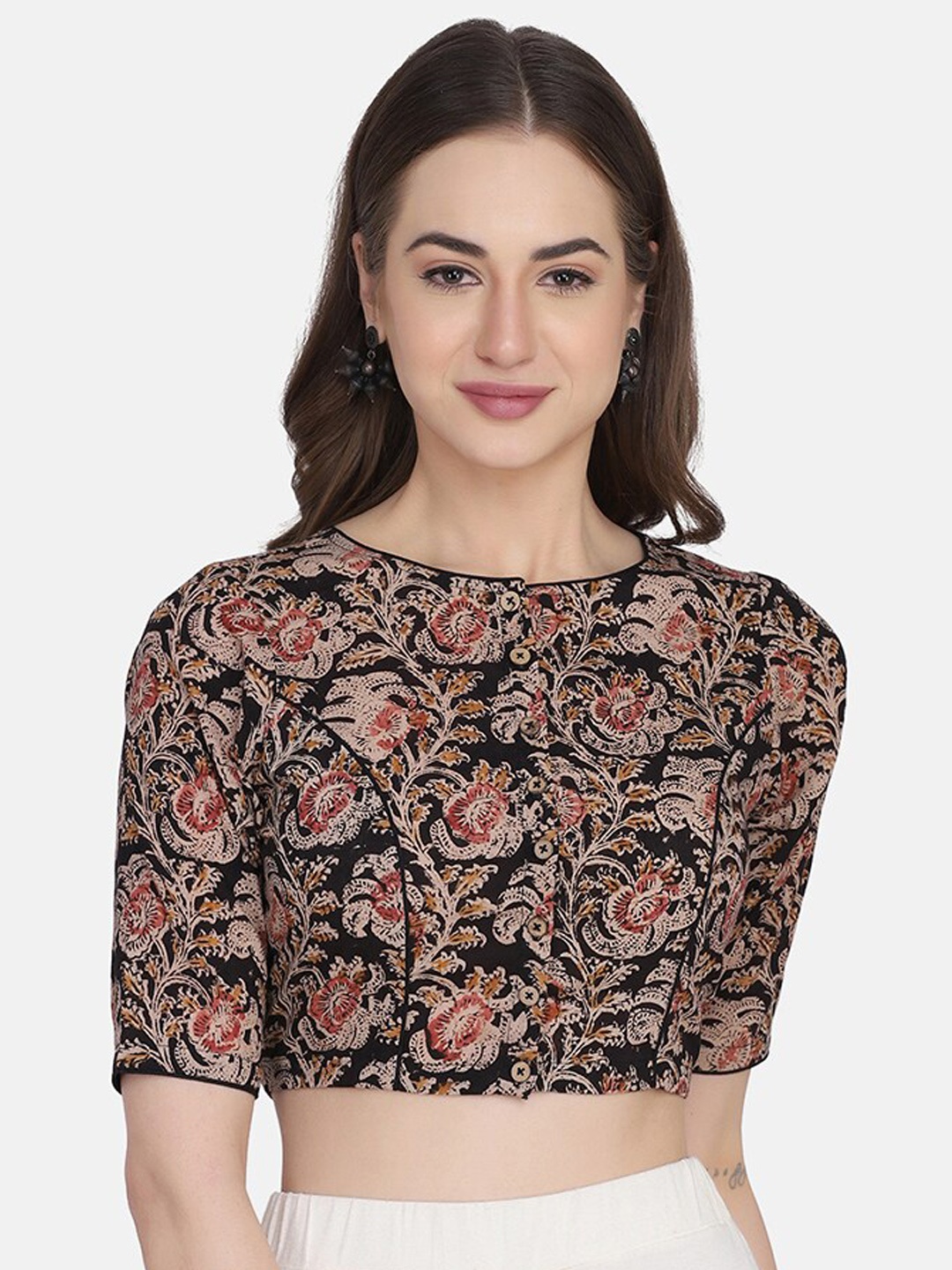 THE WEAVE TRAVELLER Women Black & Beige Printed Cotton Readymade Saree Blouse
THE WEAVE TRAVELLER Women Black & Beige Printed Cotton Readymade Saree Blouse