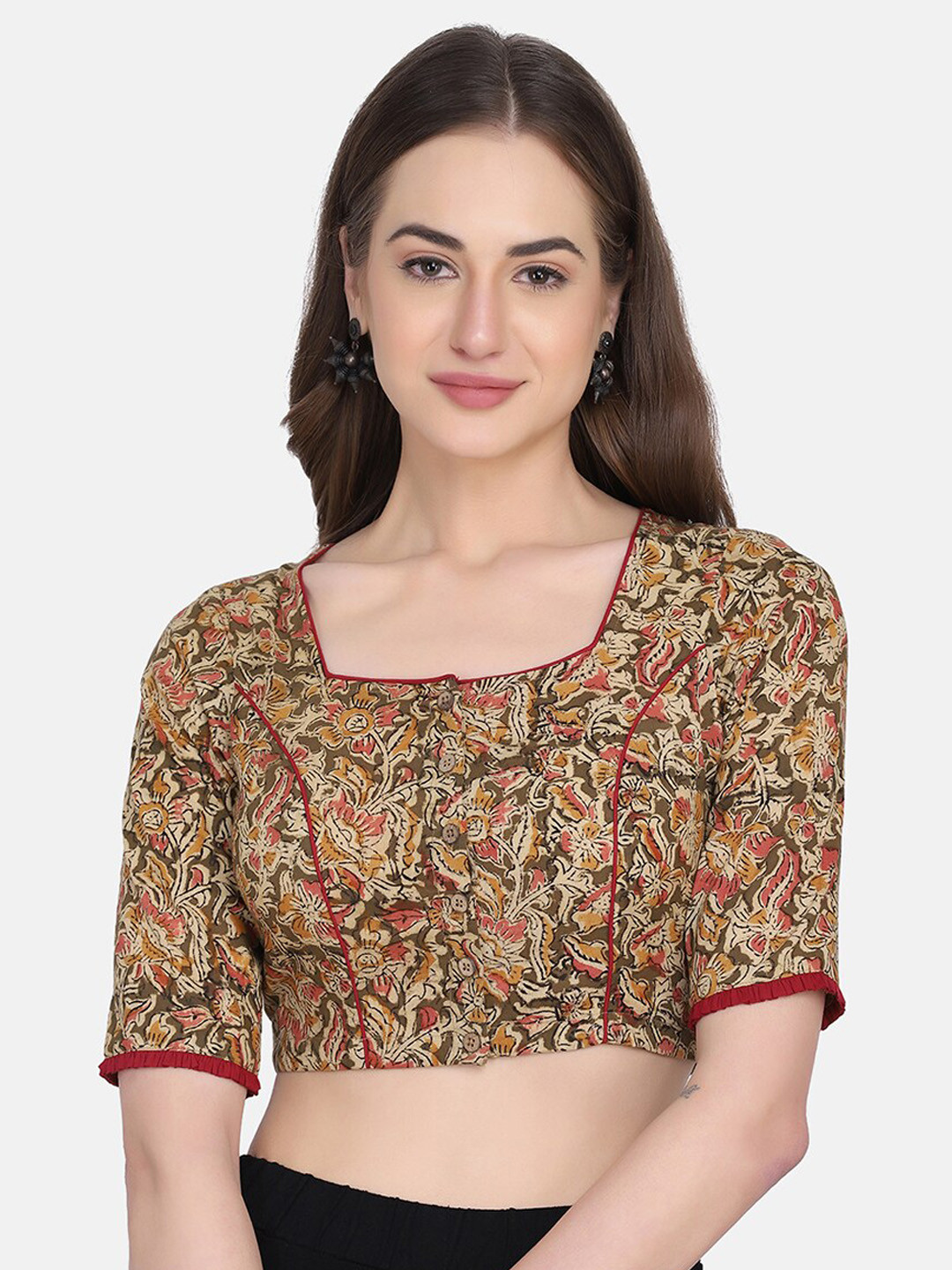 THE WEAVE TRAVELLER Olive-Green & Beige Kalamkari Block Printed Cotton Saree Blouse
THE WEAVE TRAVELLER Olive-Green & Beige Kalamkari Block Printed Cotton Saree Blouse