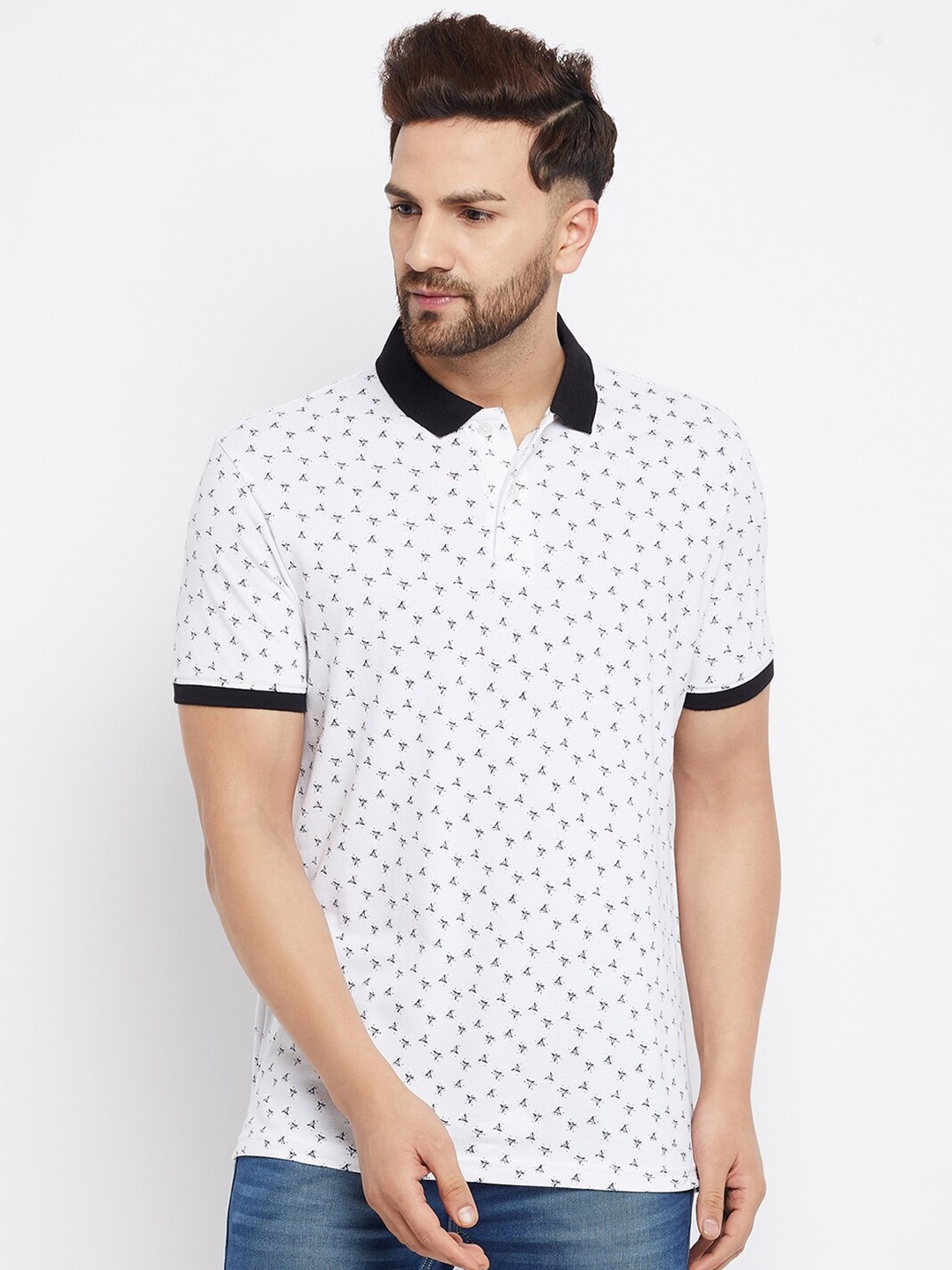 98 Degree North Men White & Black Printed Polo Collar Monochrome Regular Fit T-shirt
98 Degree North Men White & Black Printed Polo Collar Monochrome Regular Fit T-shirt