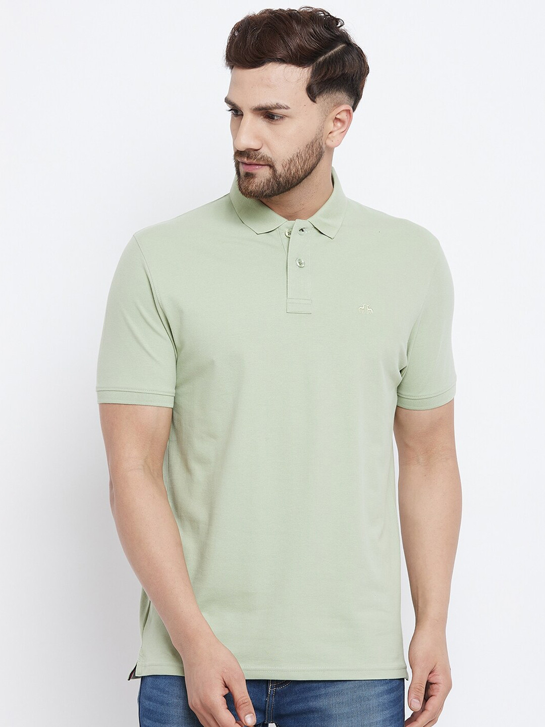 98 Degree North Men Green Polo Collar T-shirt 
98 Degree North Men Green Polo Collar T-shirt