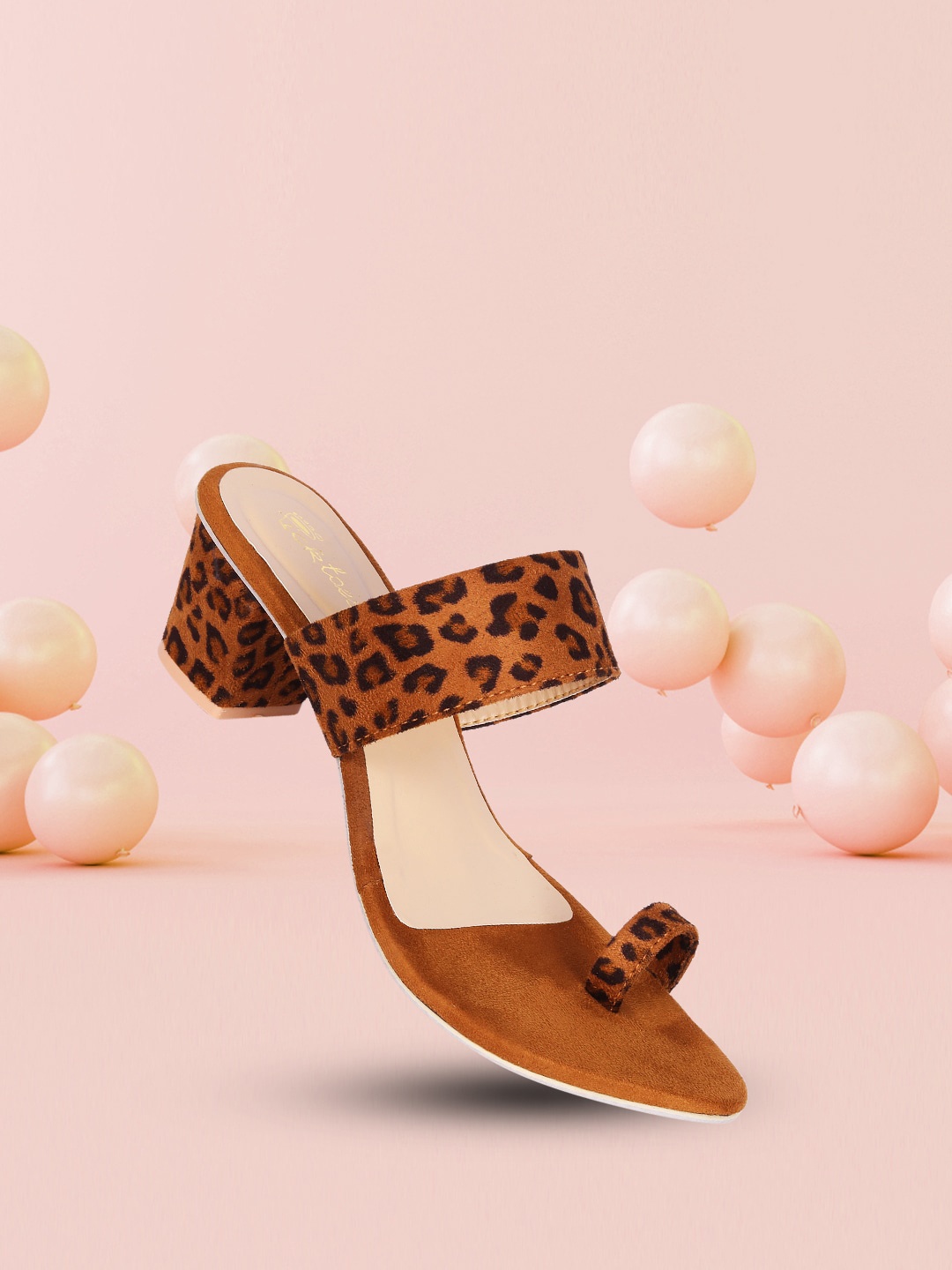 Picktoes Brown Embellished Block Sandals