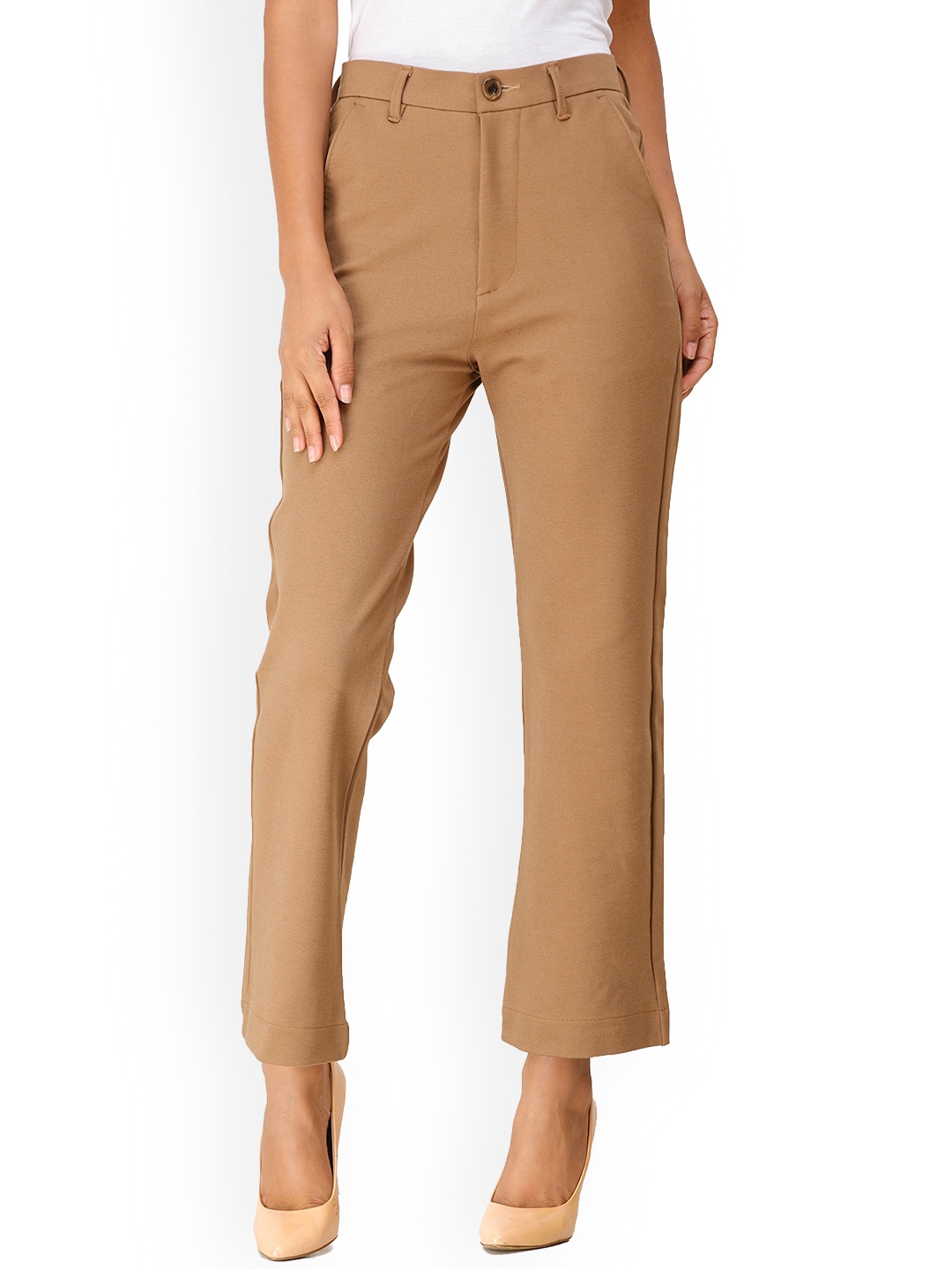 DECHEN Women Brown Slim Fit Trousers
