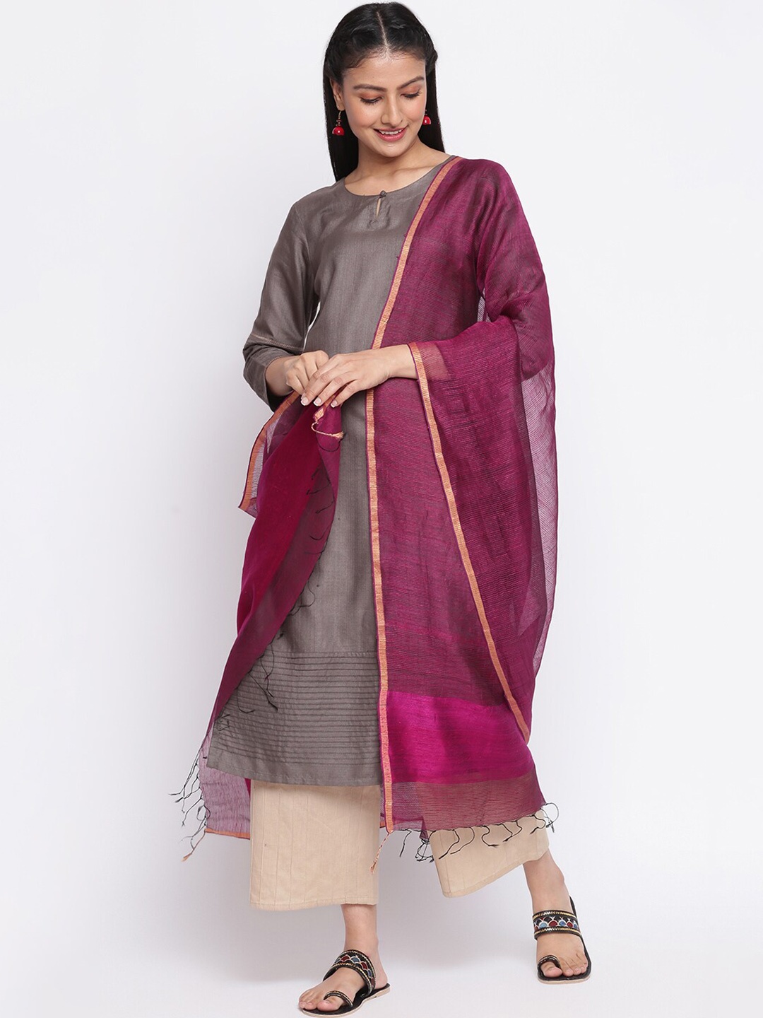 Fabindia Purple & Golden Dupatta