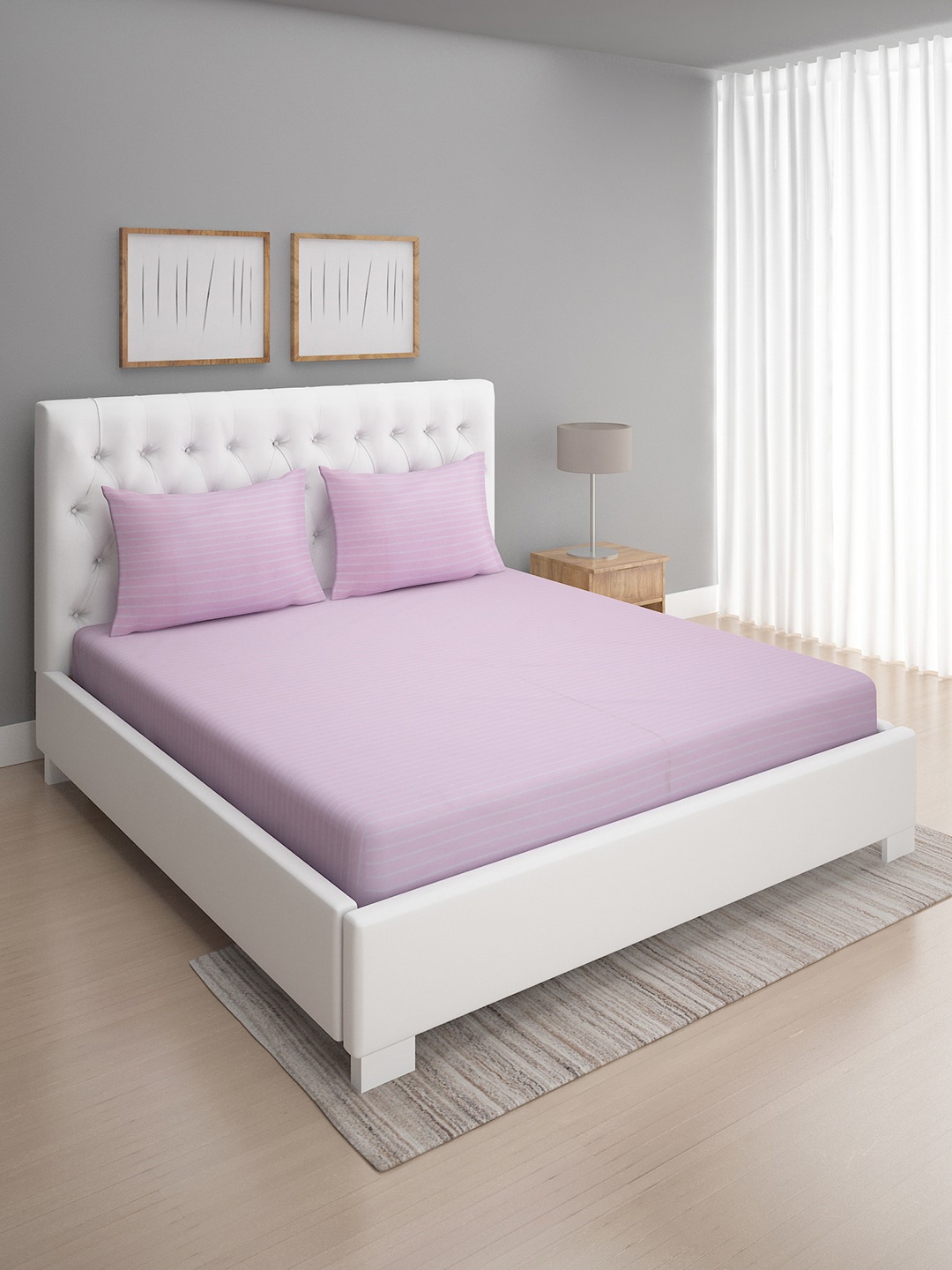 ROMEE Pink & White Striped 144 TC Microfiber Queen Bedsheet with 2 Pillow Covers
ROMEE Pink & White Striped 144 TC Microfiber Queen Bedsheet with 2 Pillow Covers