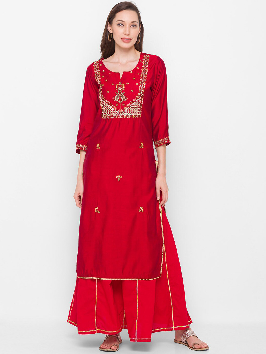 ZOLA Women Red Ethnic Motifs Embroidered Kurta with Palazzo
ZOLA Women Red Ethnic Motifs Embroidered Kurta with Palazzo