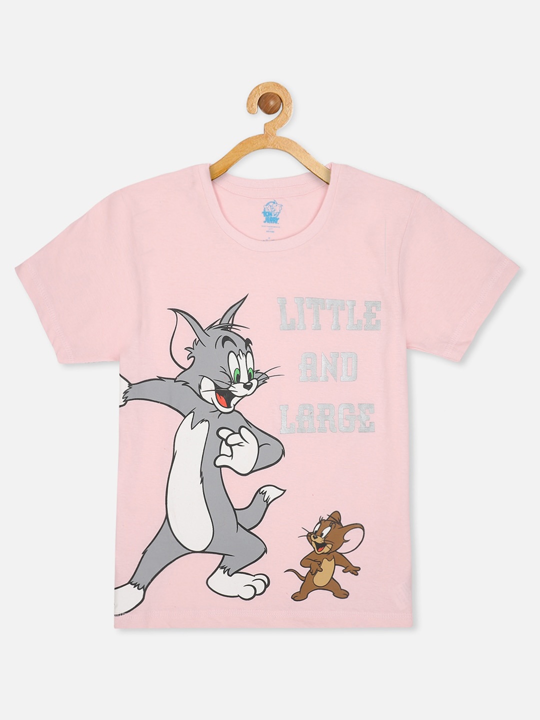 Kids Ville Boys Pink Tom & Jerry Printed Pure Cotton T-shirt