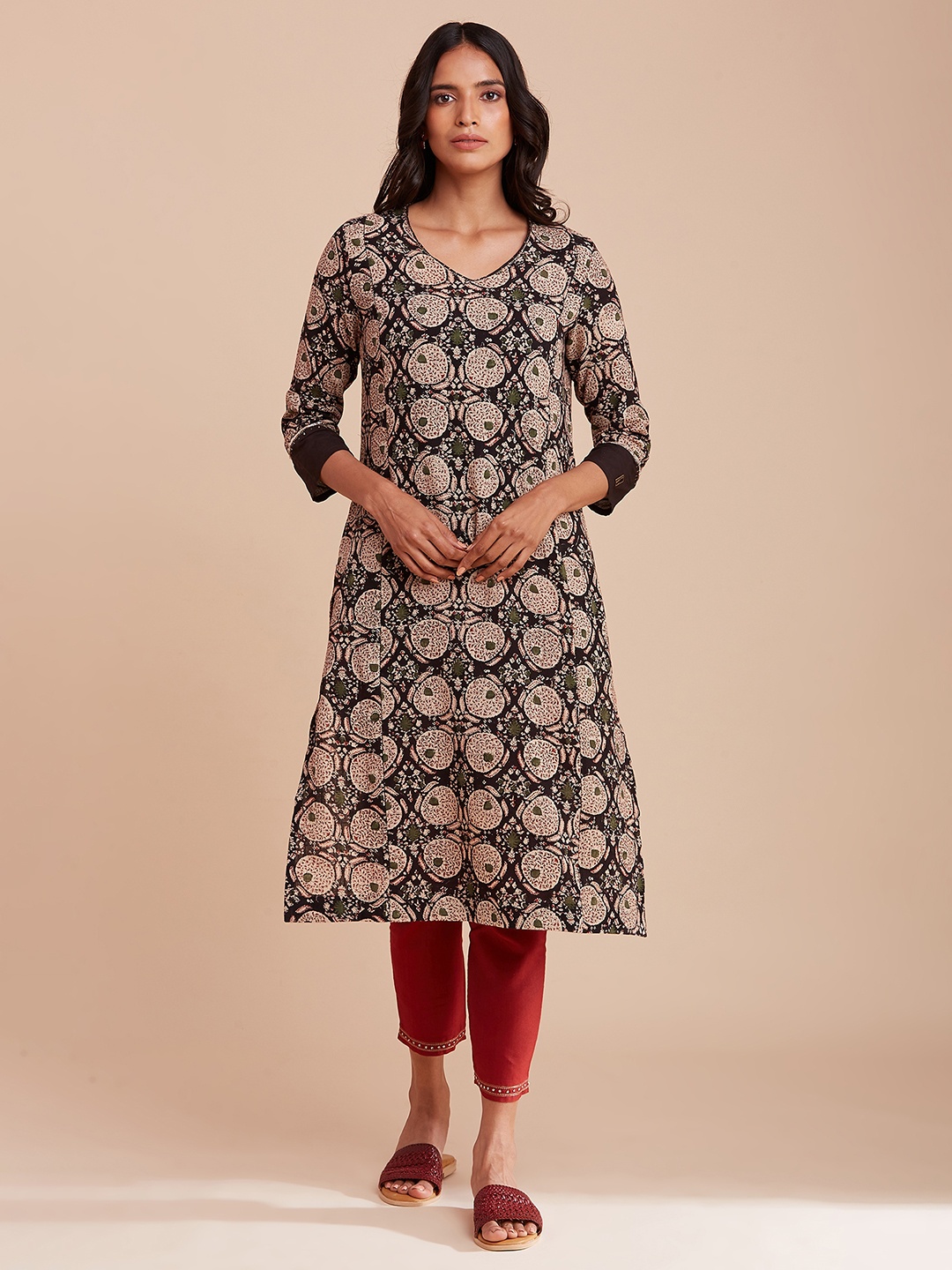 W The Folksong Collection Women Multicoloured Ethnic Motifs Printed Cotton Anarkali Kurta, Multi
W The Folksong Collection Women Multicoloured Ethnic Motifs Printed Cotton Anarkali Kurta, Multi