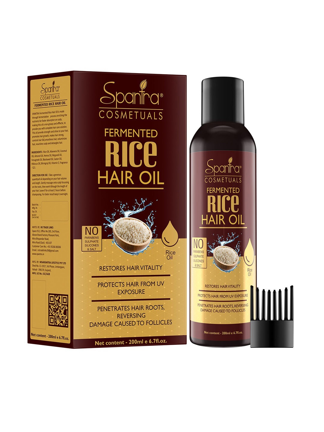 Spantra Cosmetuals Set of Fermented Rice Hair Oil 200 ml & Rice Water Shampoo 300 ml, Brown
Spantra Cosmetuals Set of Fermented Rice Hair Oil 200 ml & Rice Water Shampoo 300 ml, Brown