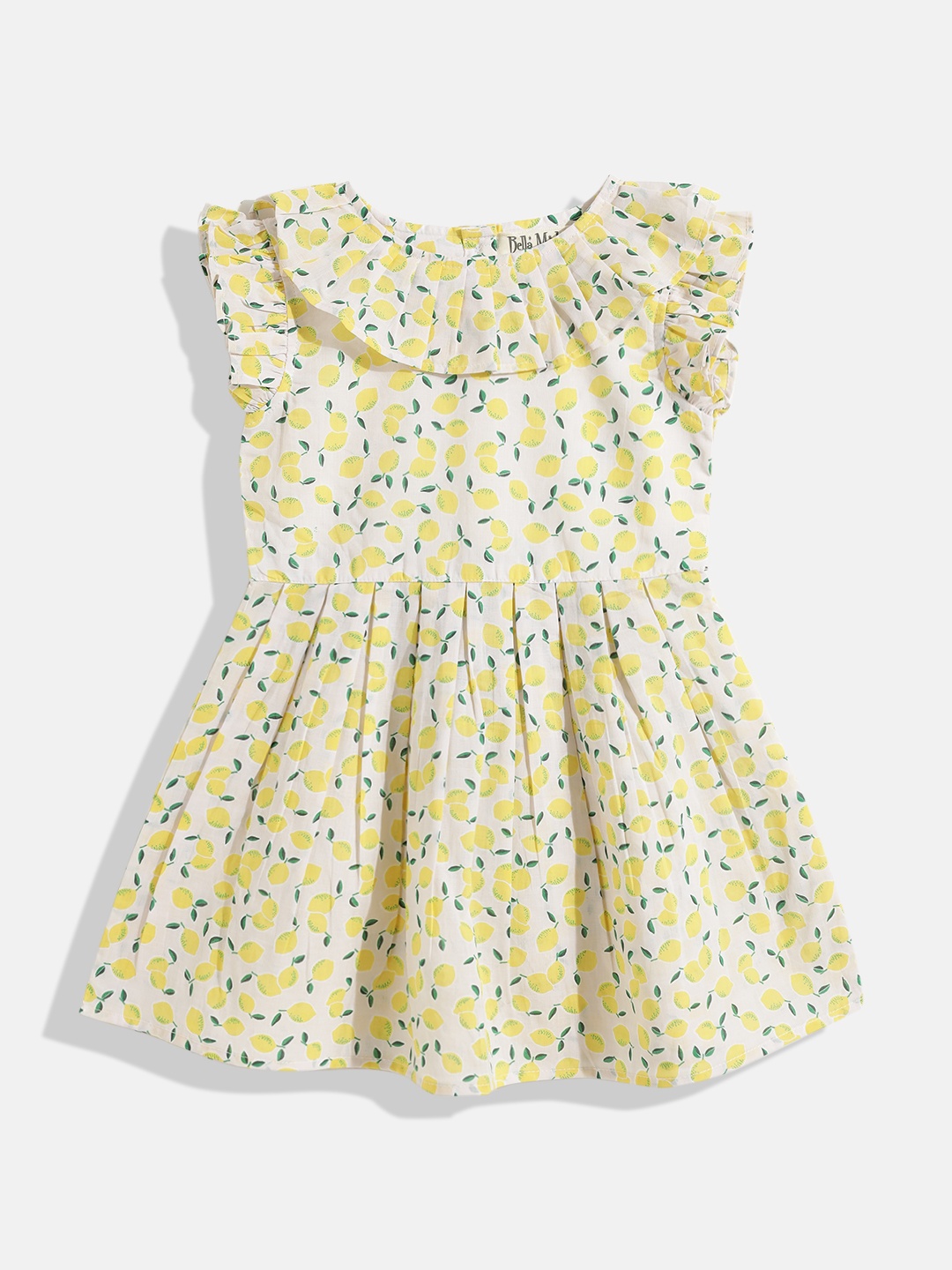 Bella Moda Girls White & Yellow Conversational Printed Pure Cotton Ruffle A-Line Dress
Bella Moda Girls White & Yellow Conversational Printed Pure Cotton Ruffle A-Line Dress
