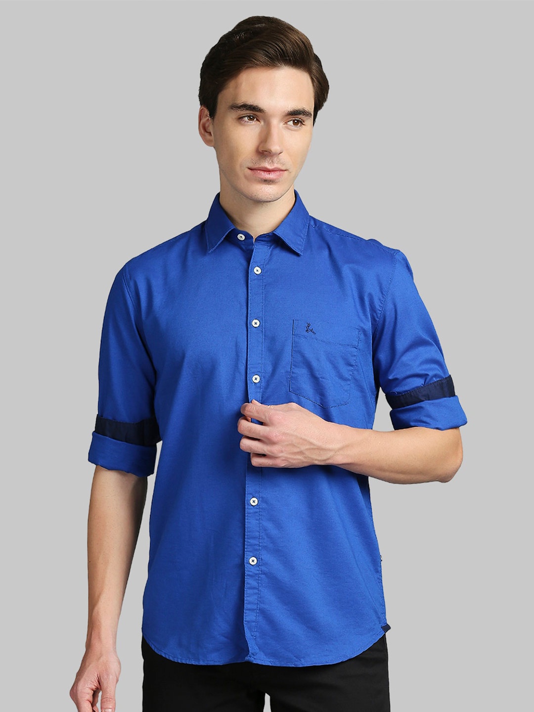 Parx Men Blue Slim Fit Casual Shirt