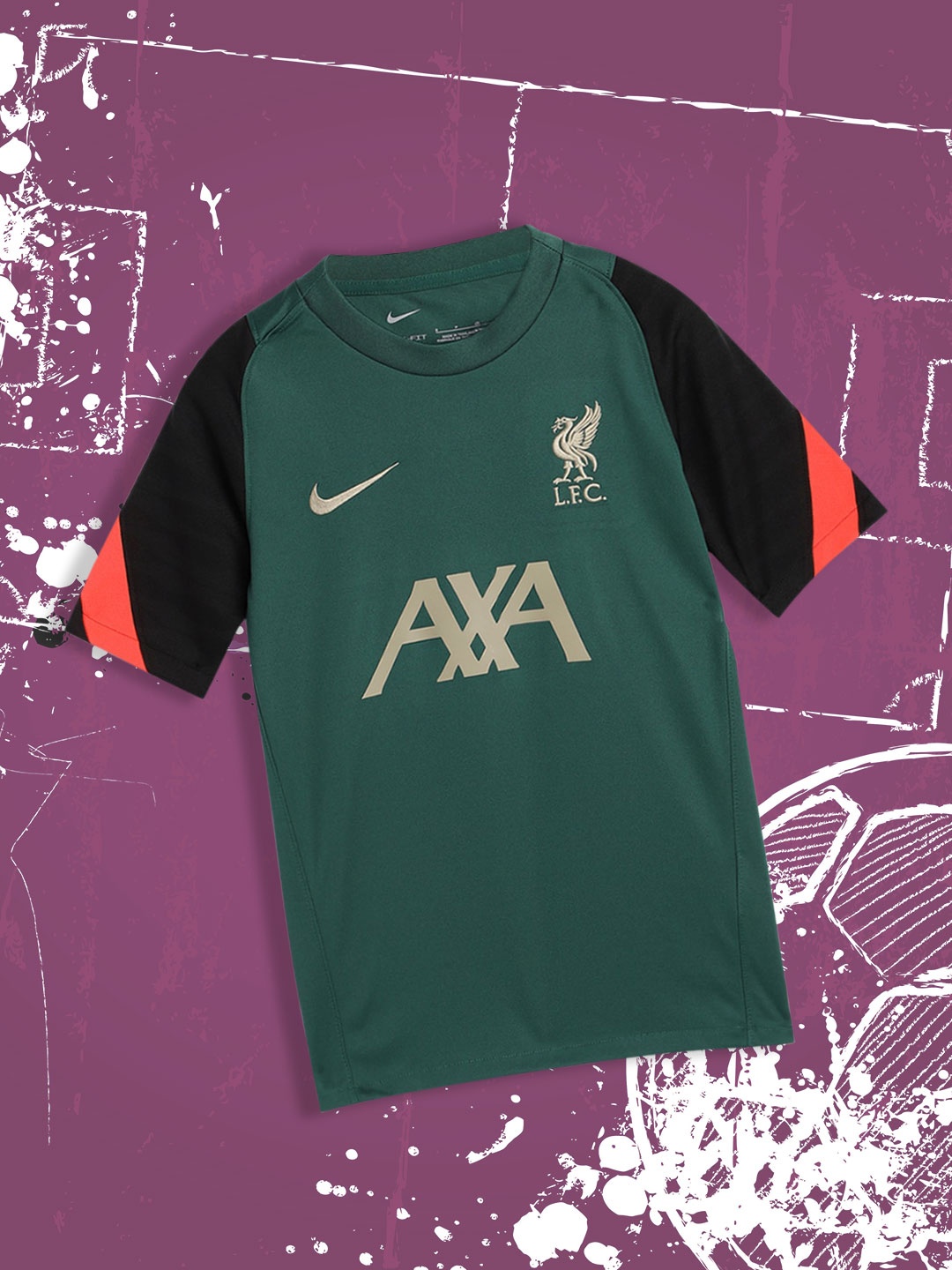 Nike Kids Green Brand Logo Liverpool FC Printed T-shirt