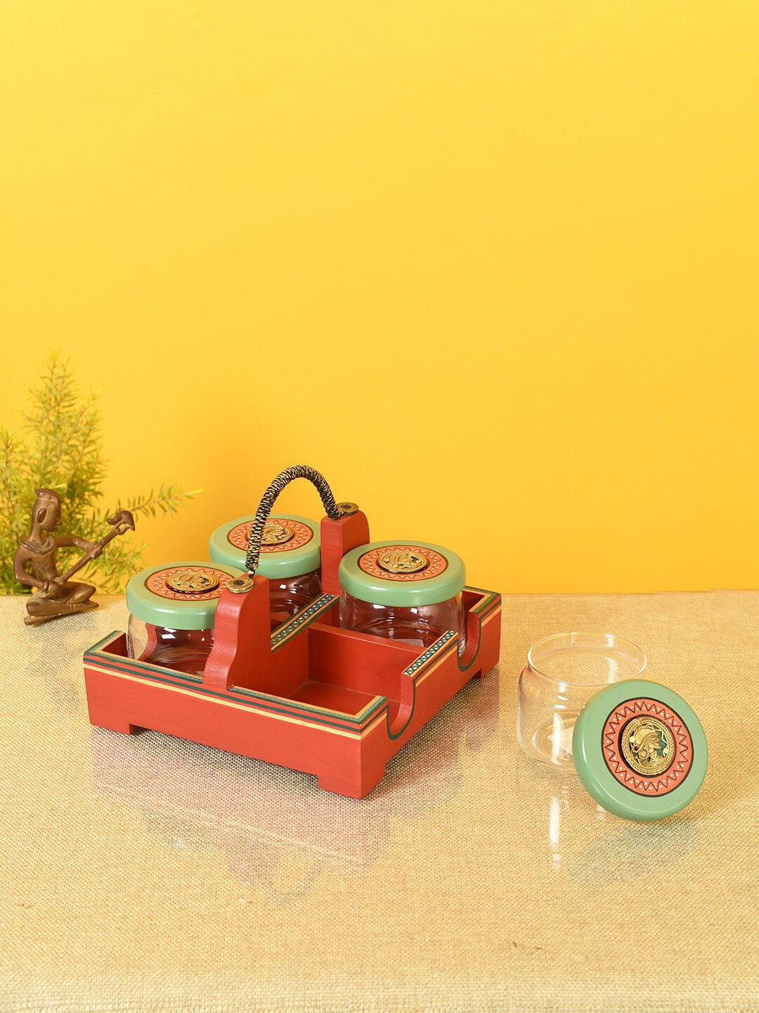 AAKRITI ART CREATIONS Multicoloured Set of 4 Storage Jars with Brass Handled Tray, Multi
AAKRITI ART CREATIONS Multicoloured Set of 4 Storage Jars with Brass Handled Tray, Multi